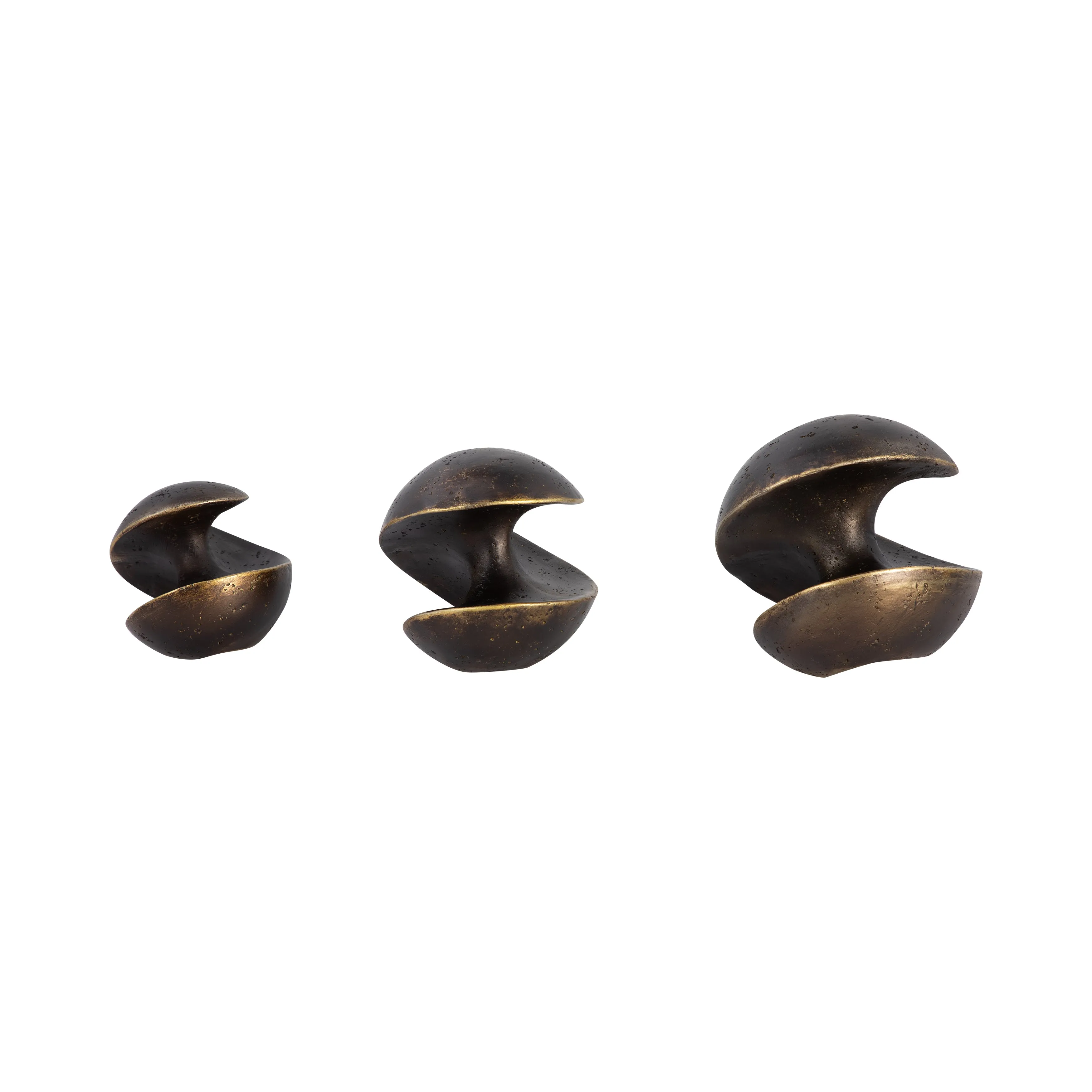 S/3 4/5/6" Kismet Spiral Deco Spheres, Bronze