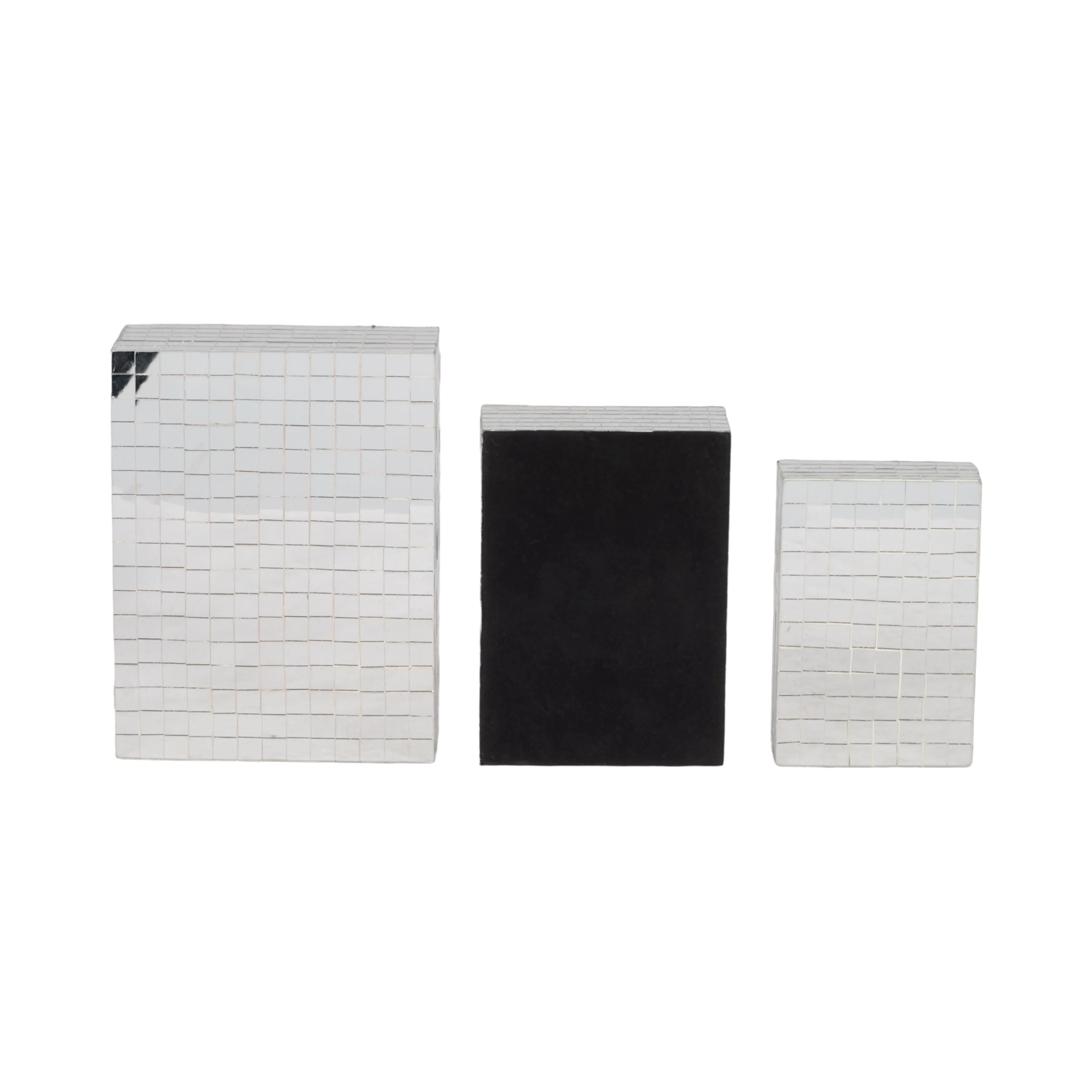 S/3 6/7/9" MOSAIC BOXES, SILVER