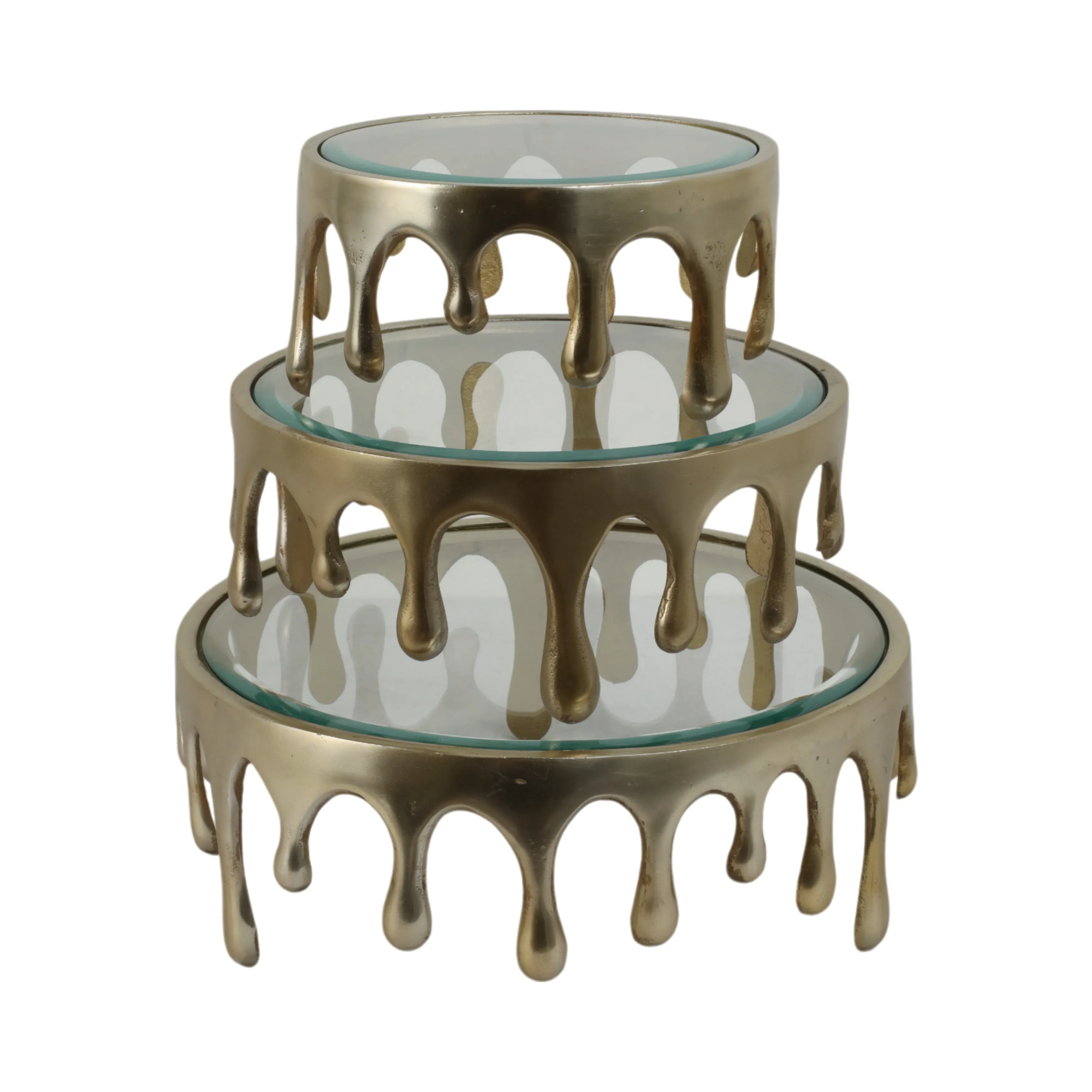 S/3 9/12/14" Nevis Glass And Aluminum Risers