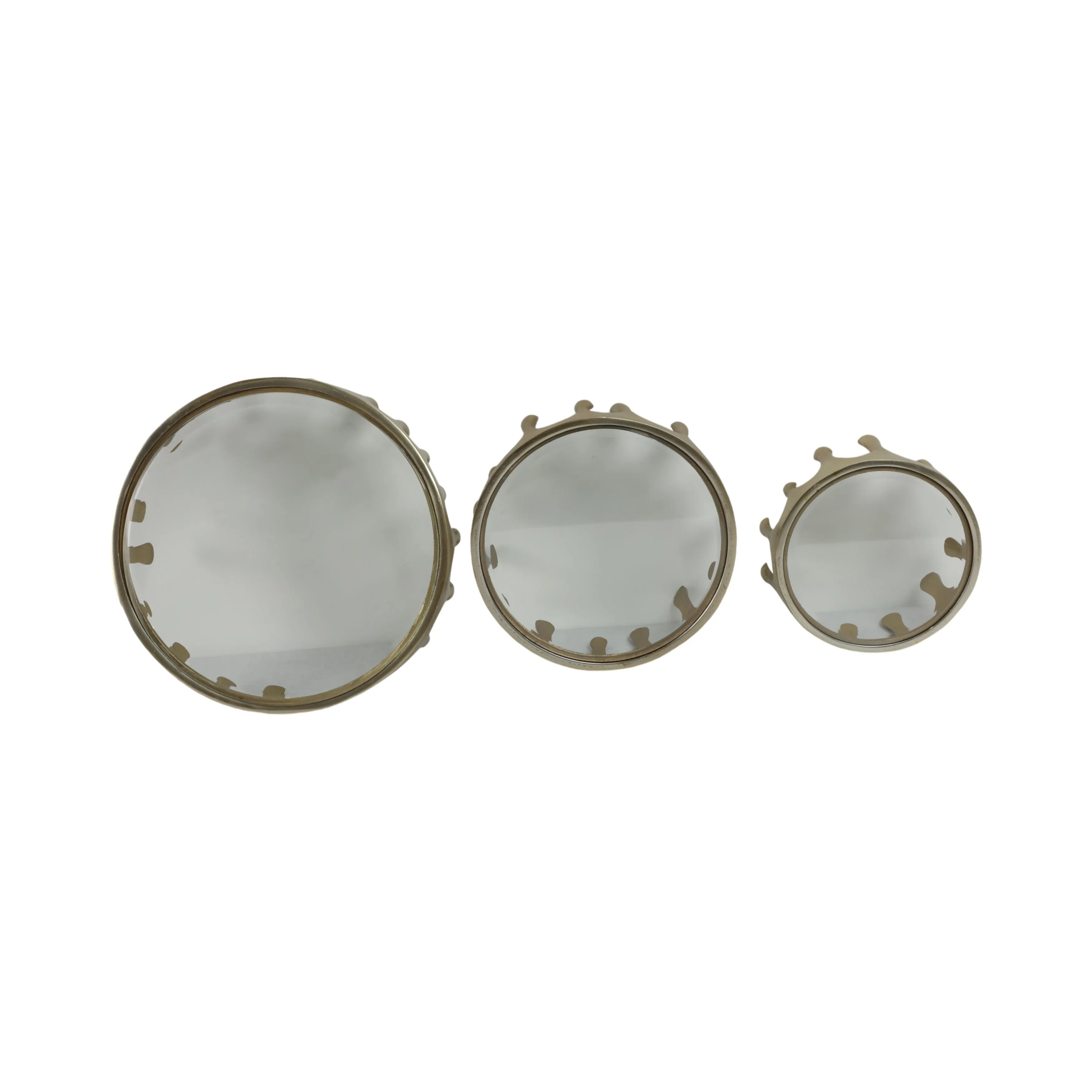 S/3 9/12/14" Nevis Glass And Aluminum Risers