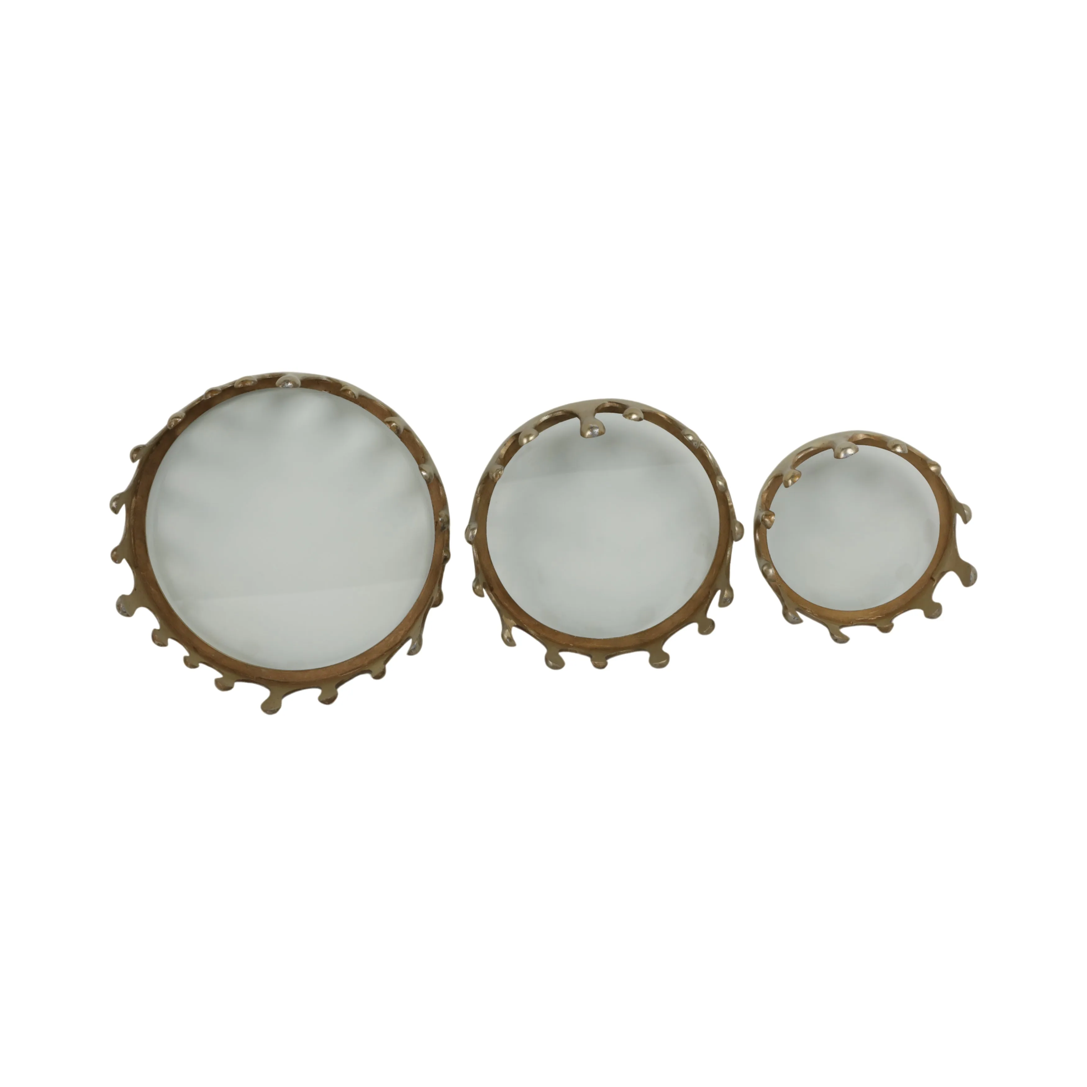 S/3 9/12/14" Nevis Glass And Aluminum Risers