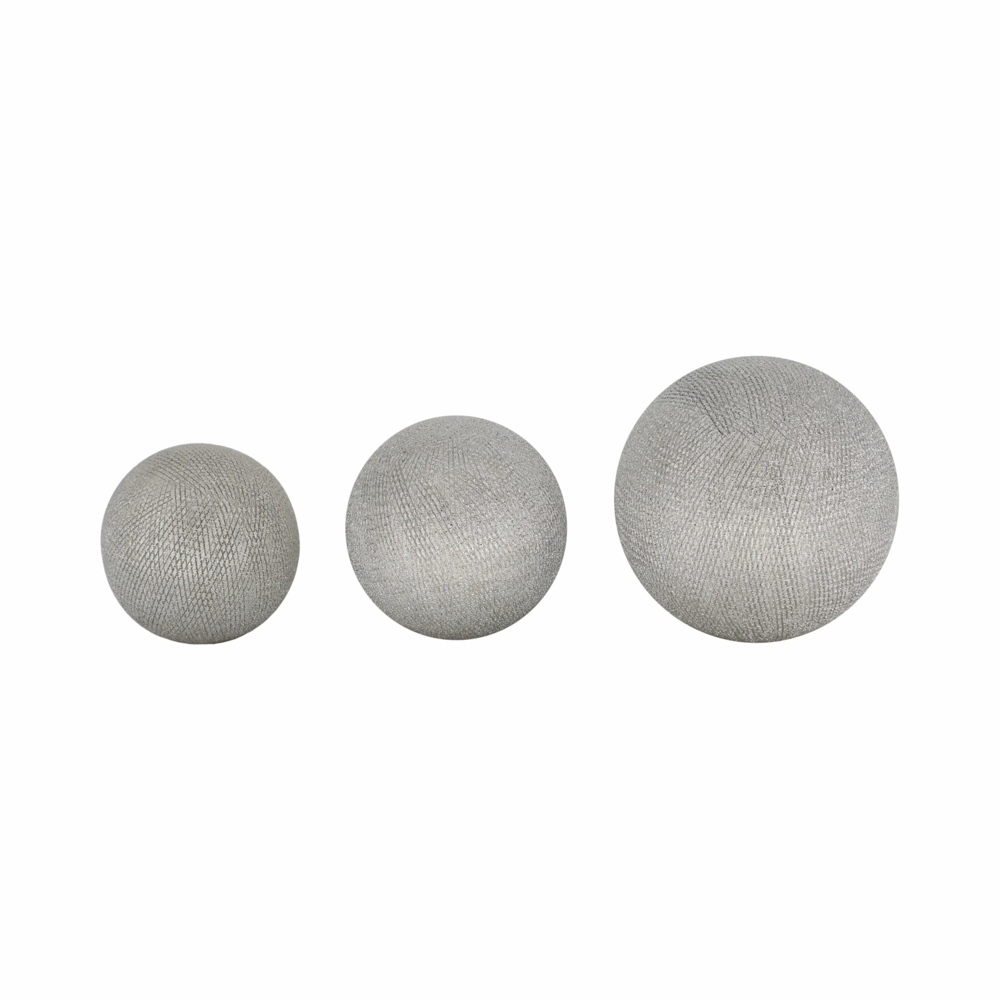 S/3 CERAMIC 6/5/4" ORBS, SILVER