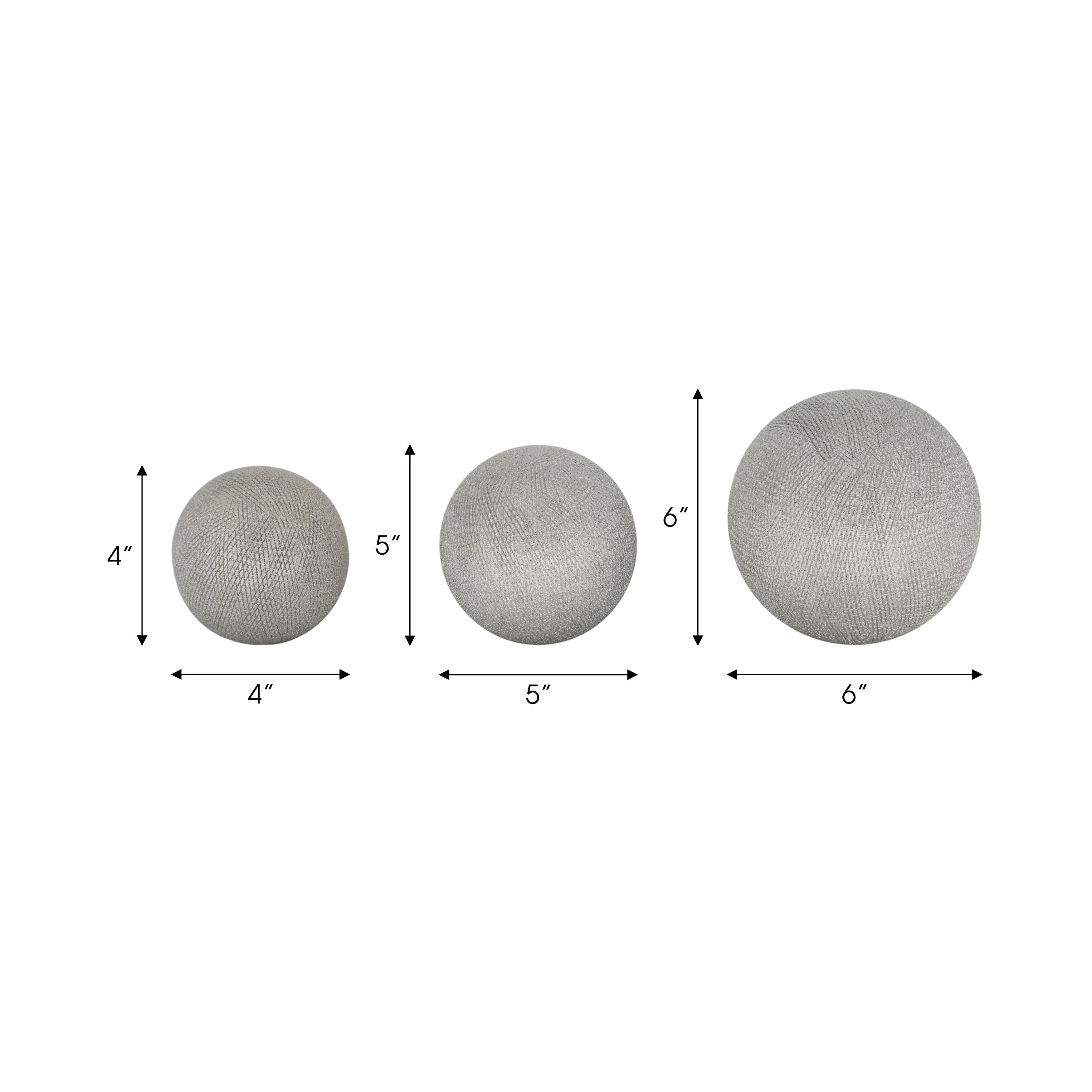 S/3 CERAMIC 6/5/4" ORBS, SILVER
