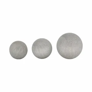 S/3 CERAMIC 6/5/4" ORBS, SILVER