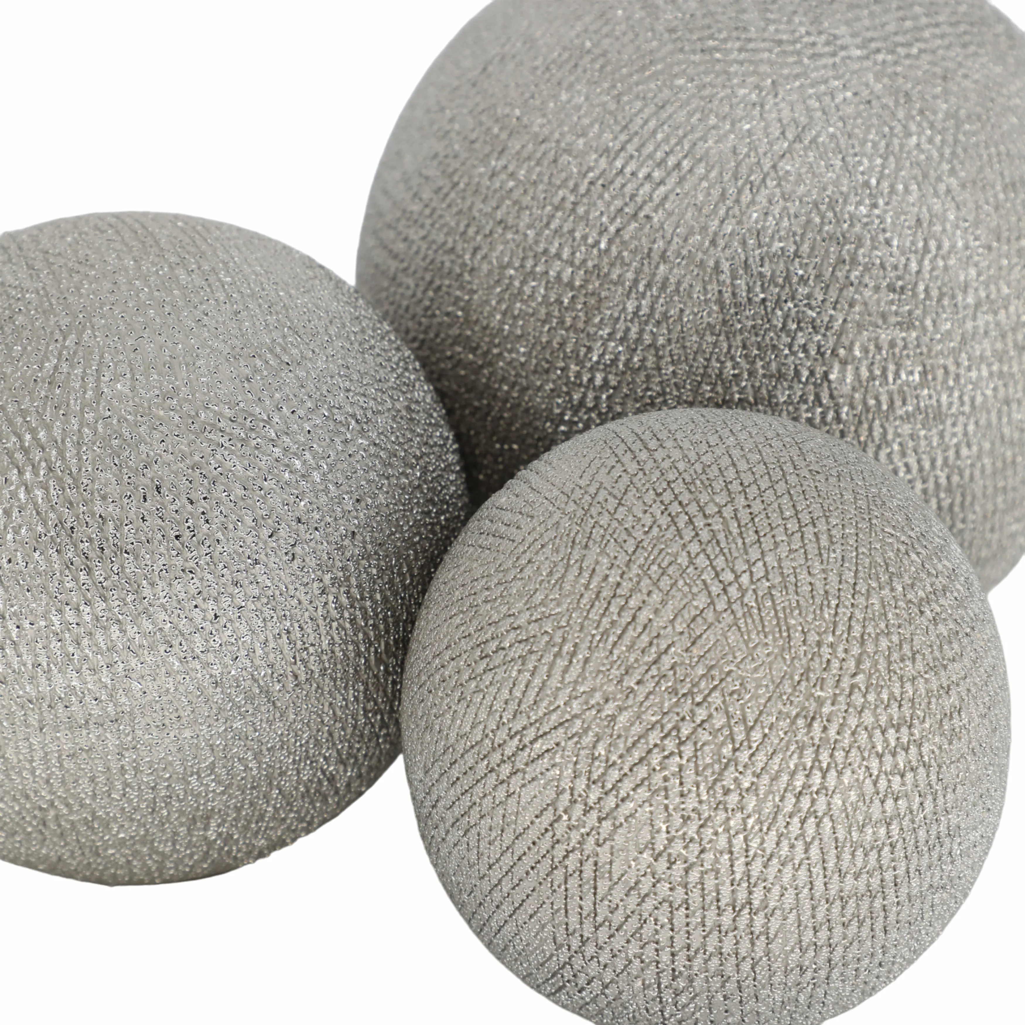 S/3 CERAMIC 6/5/4" ORBS, SILVER