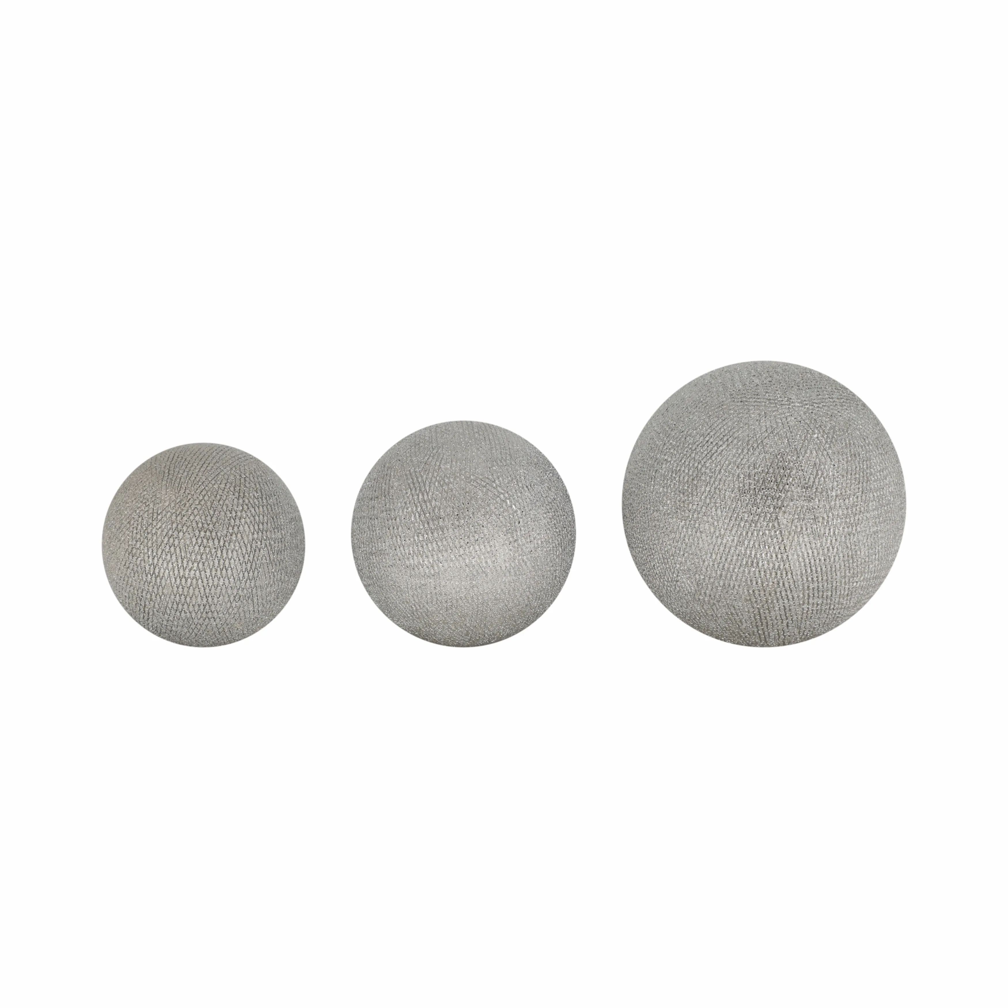 S/3 CERAMIC 6/5/4" ORBS, SILVER