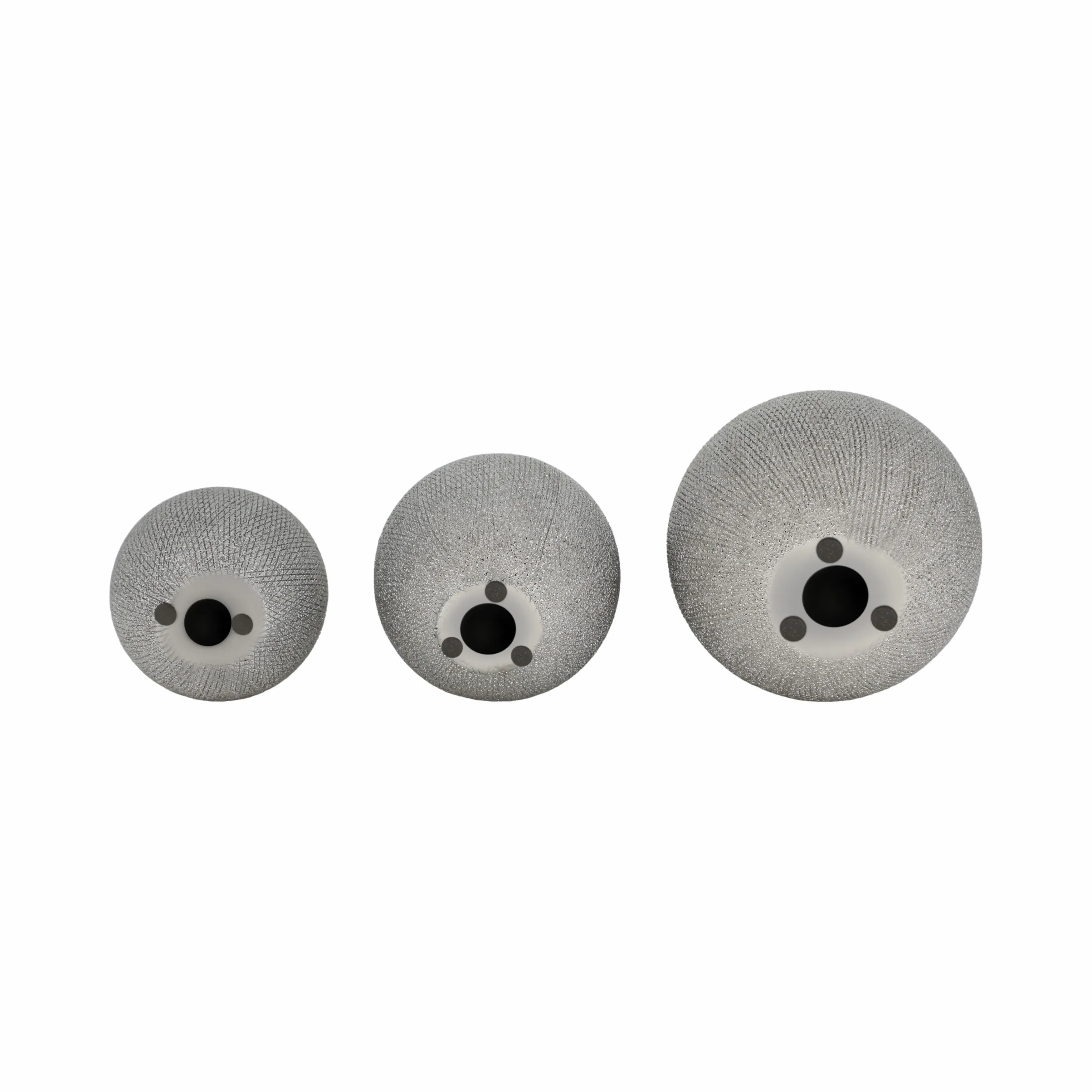 S/3 CERAMIC 6/5/4" ORBS, SILVER