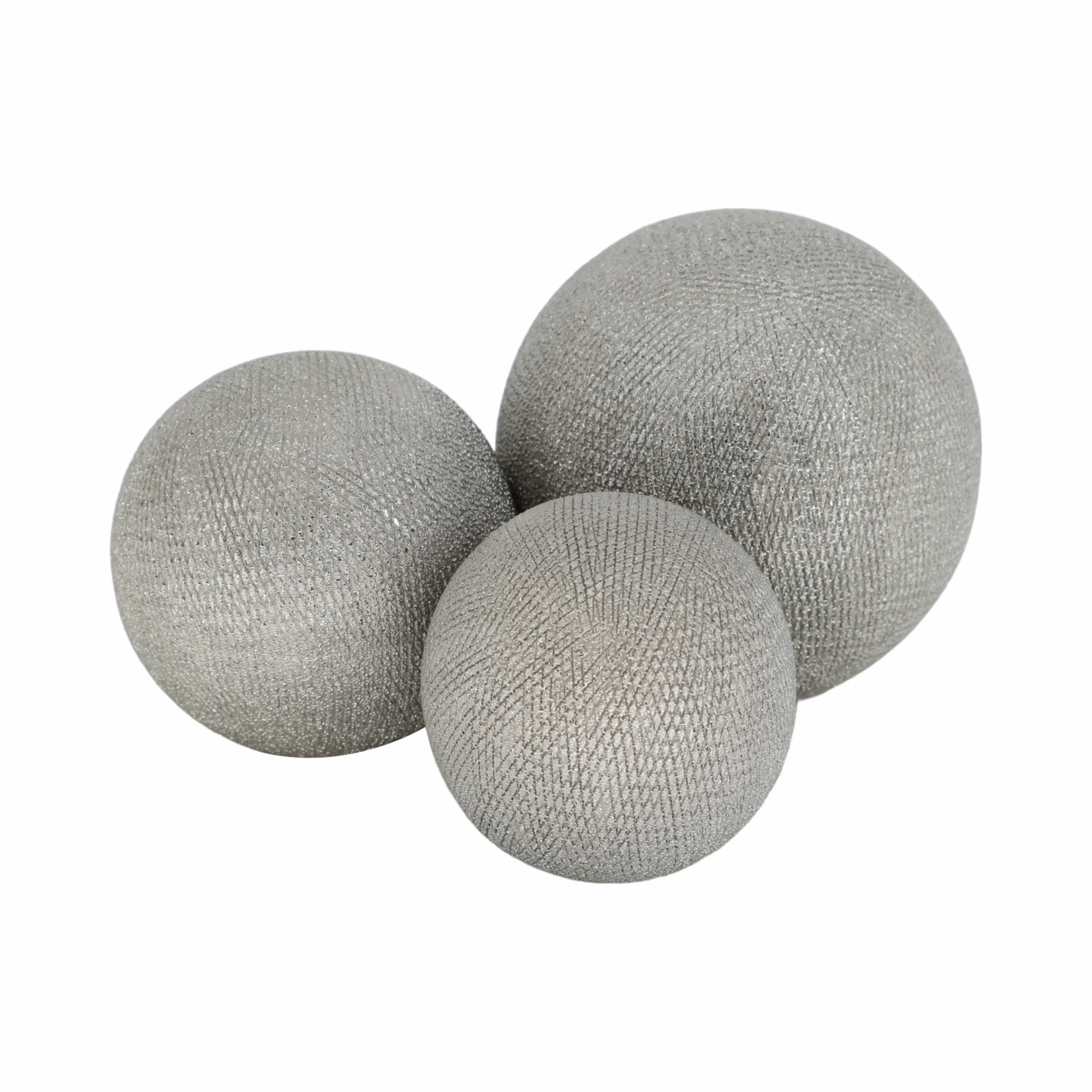 S/3 CERAMIC 6/5/4" ORBS, SILVER