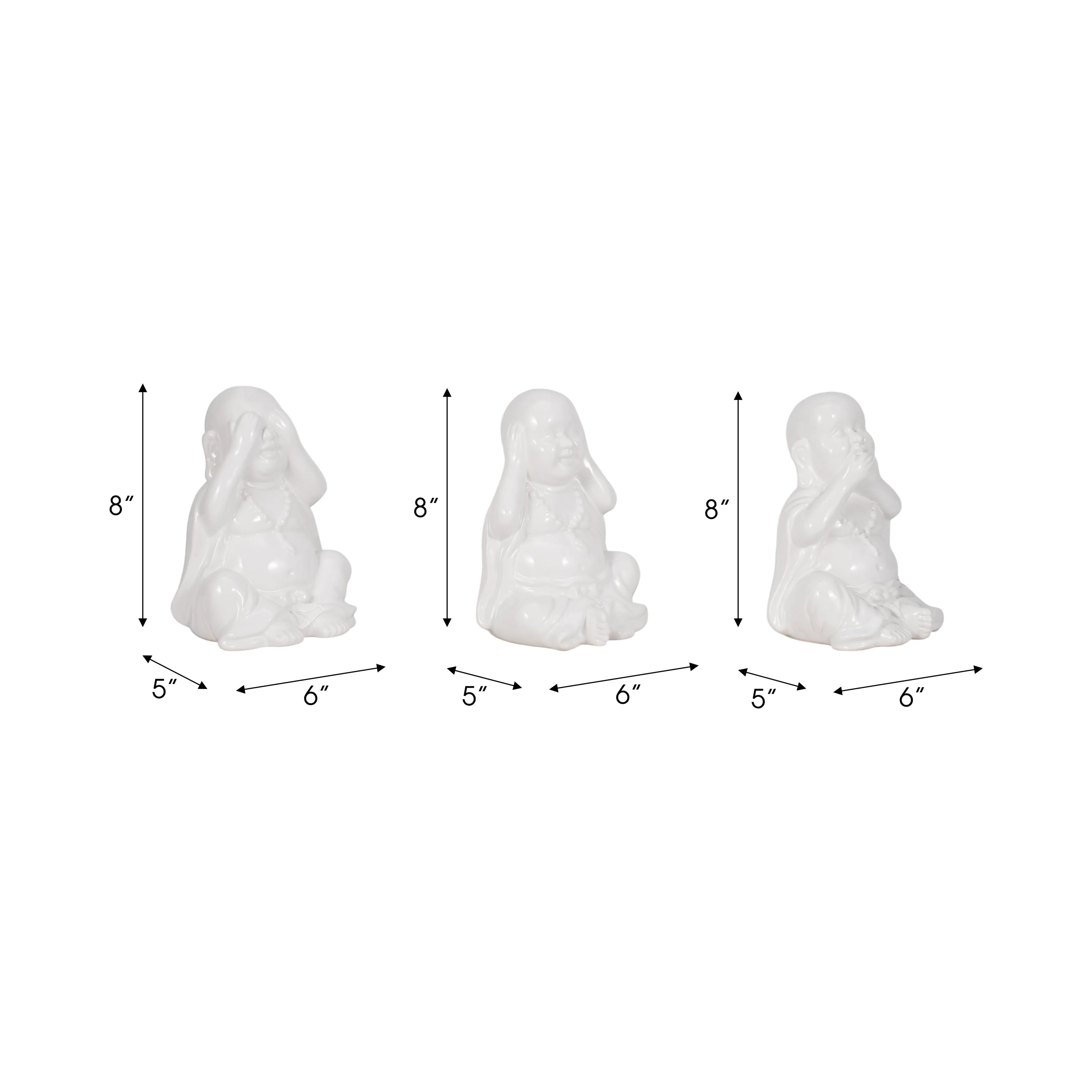 S/3 HEAR NO, SPEAK NO, SEE NO BUDDHAS, WHITE
