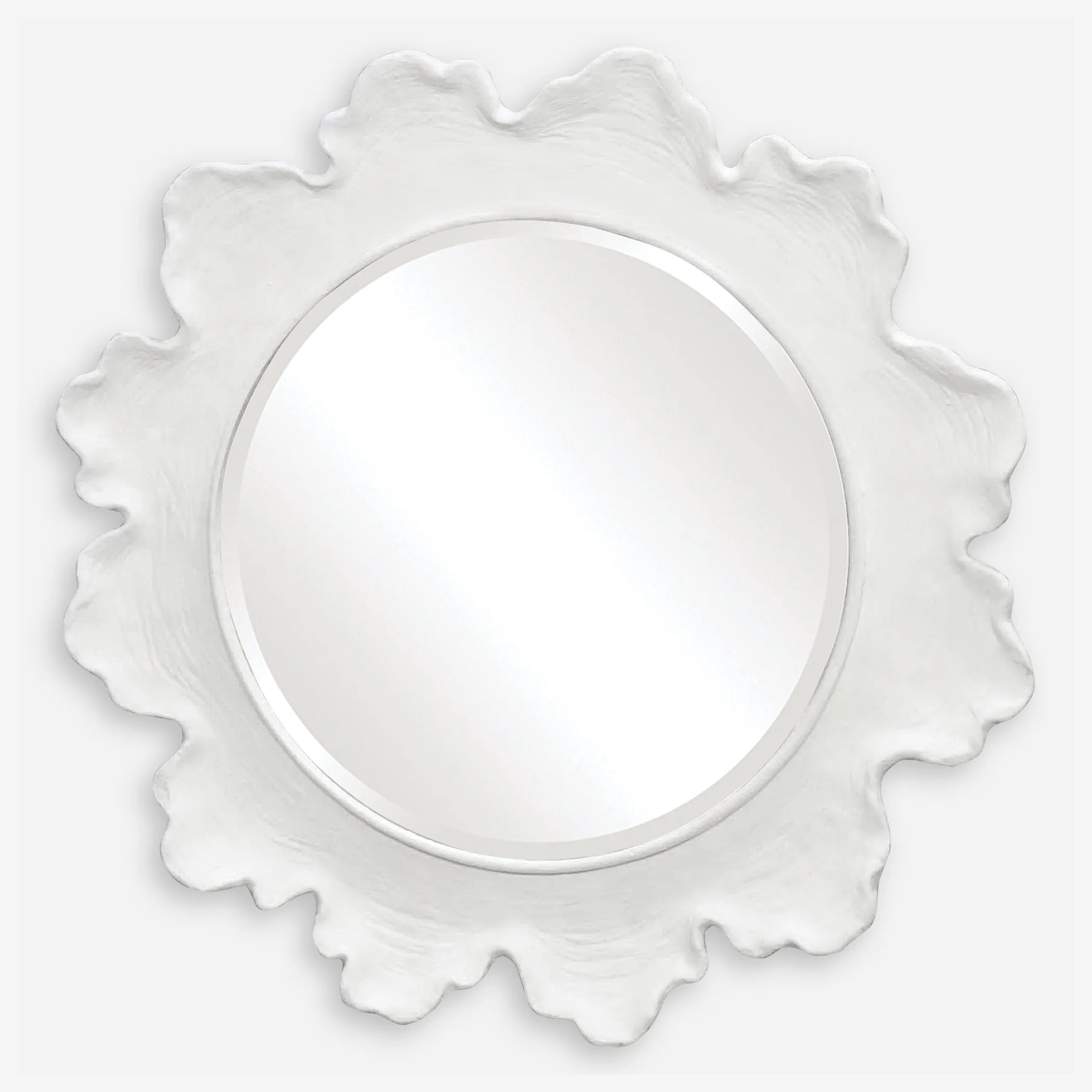Sea Coral Round Mirror, White