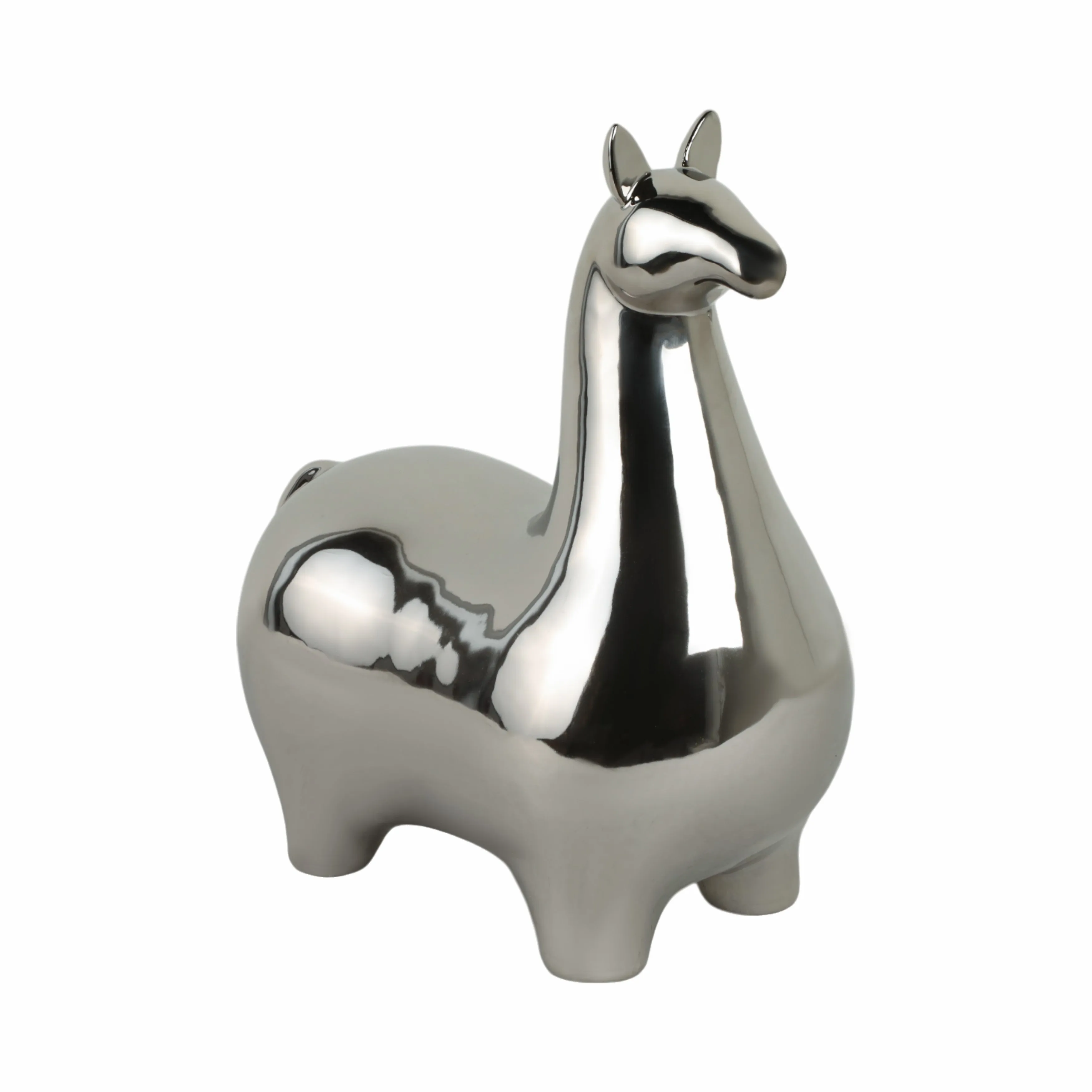 SILVER CERAMIC LLAMA, 14.5"