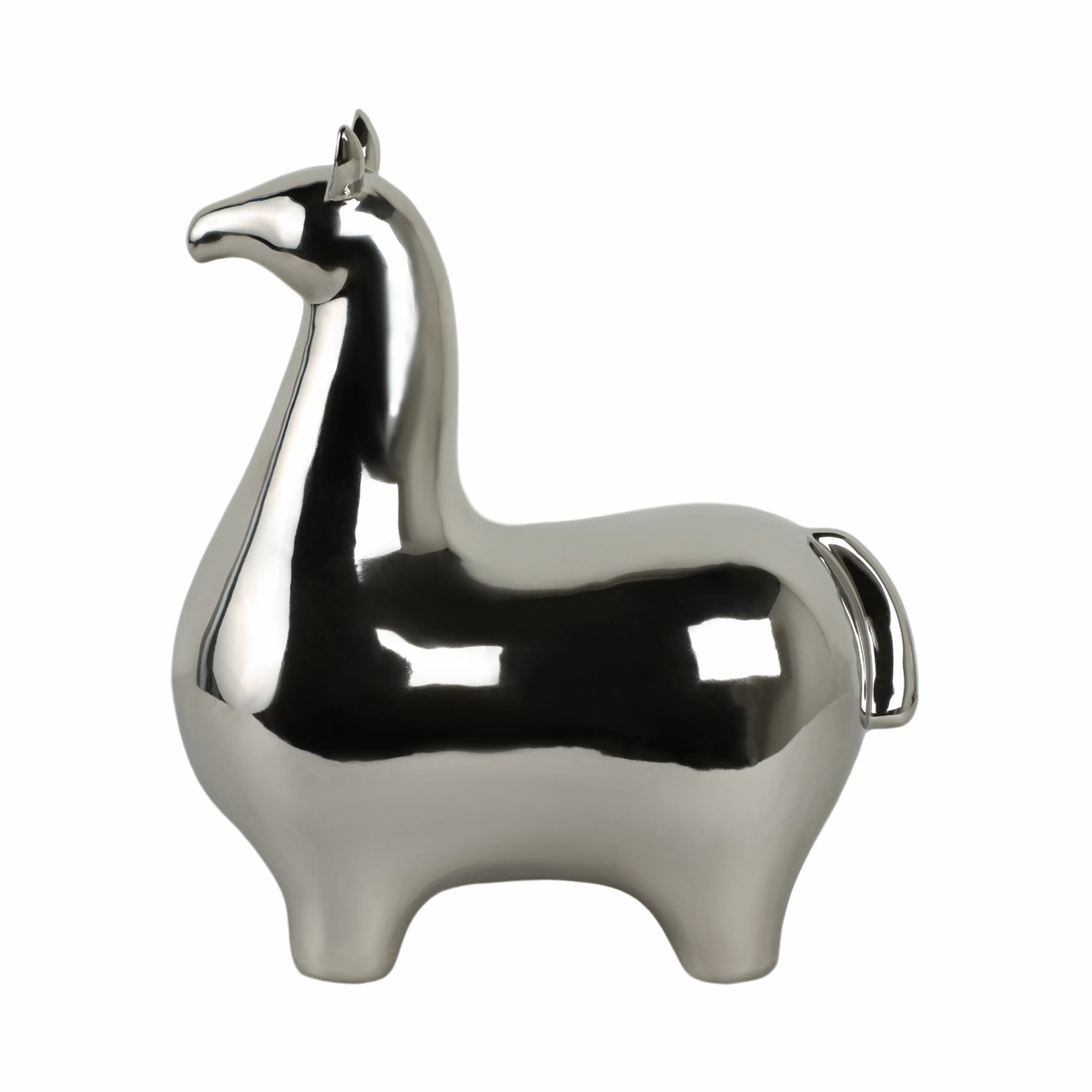 SILVER CERAMIC LLAMA, 14.5"
