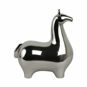 SILVER CERAMIC LLAMA, 14.5"