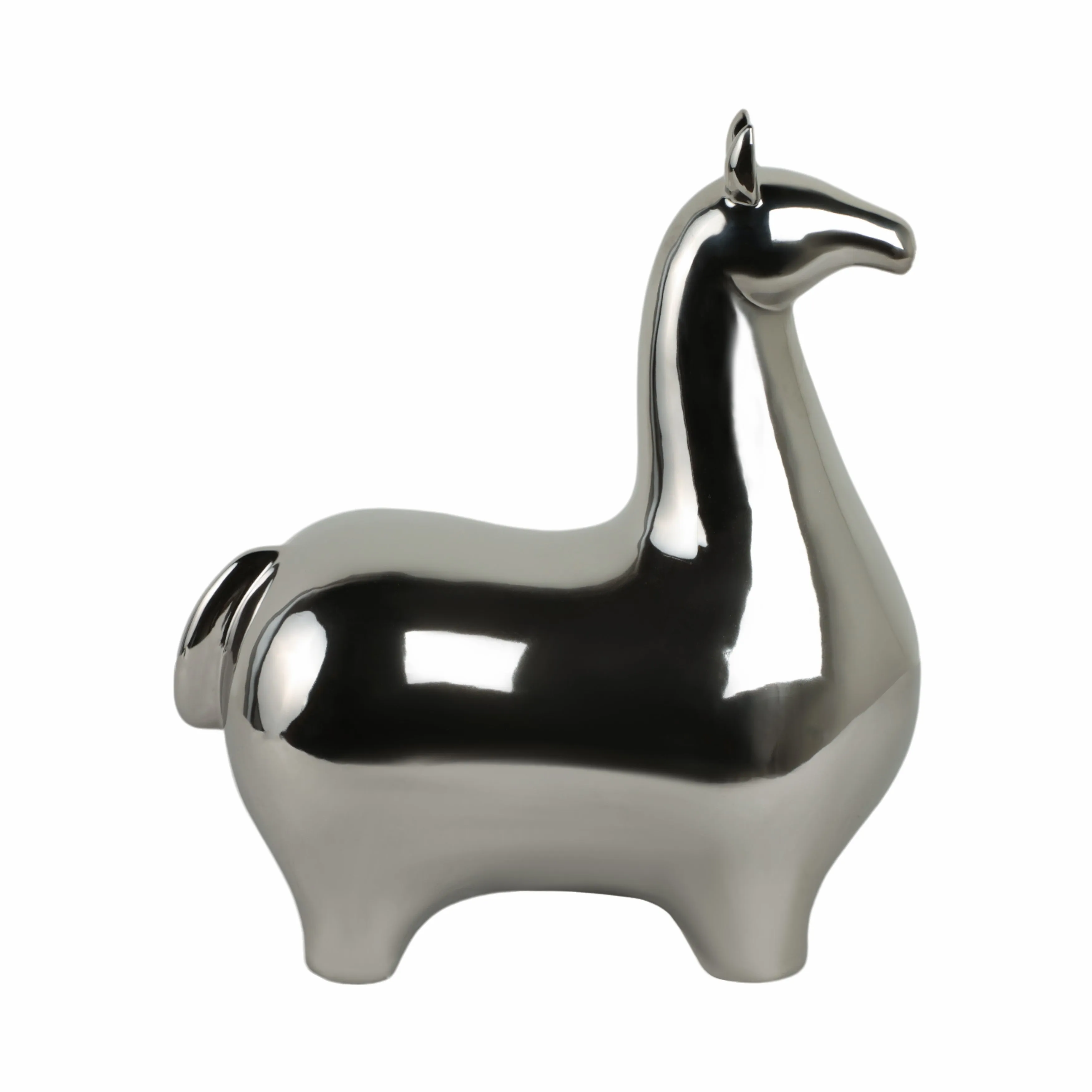 SILVER CERAMIC LLAMA, 14.5"