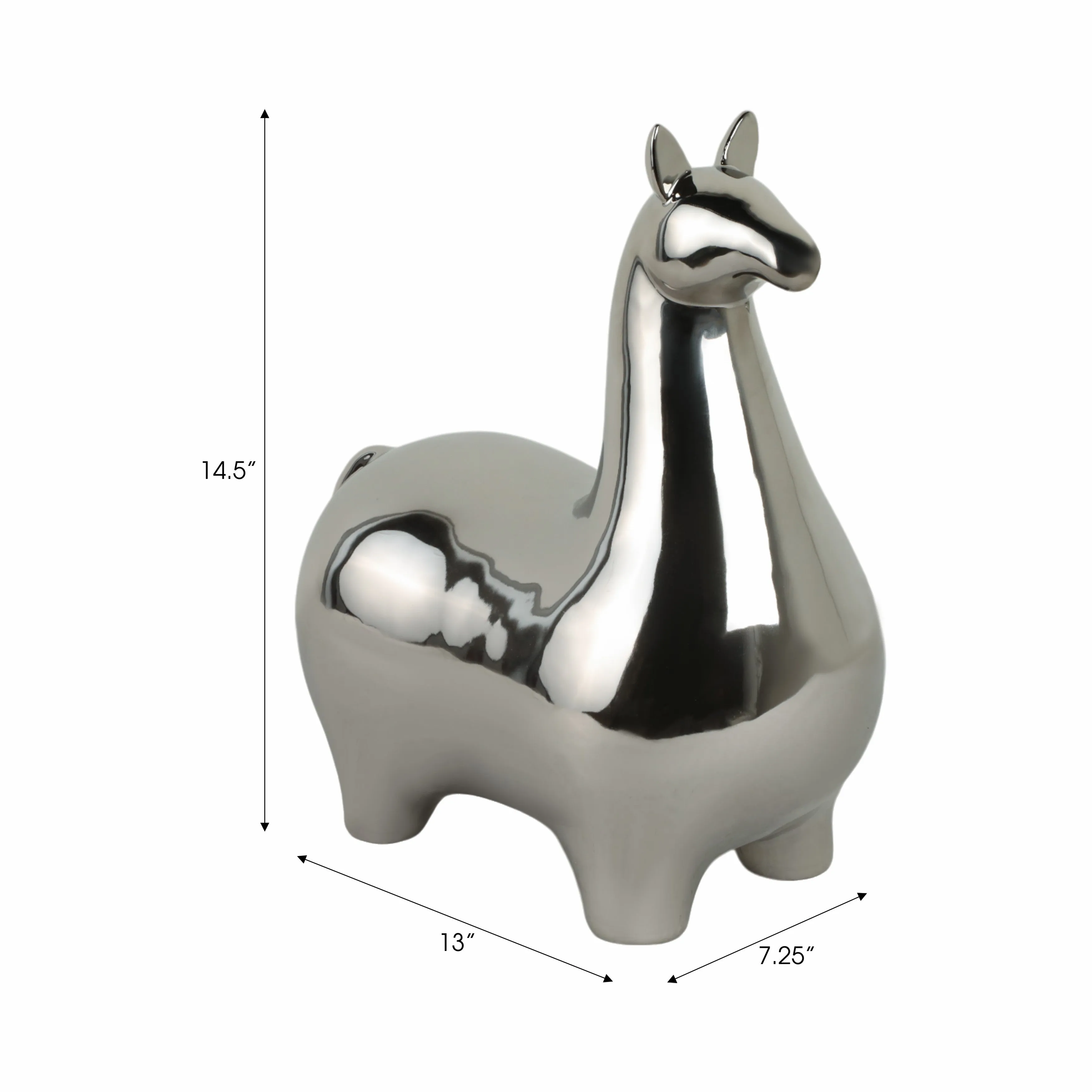 SILVER CERAMIC LLAMA, 14.5"