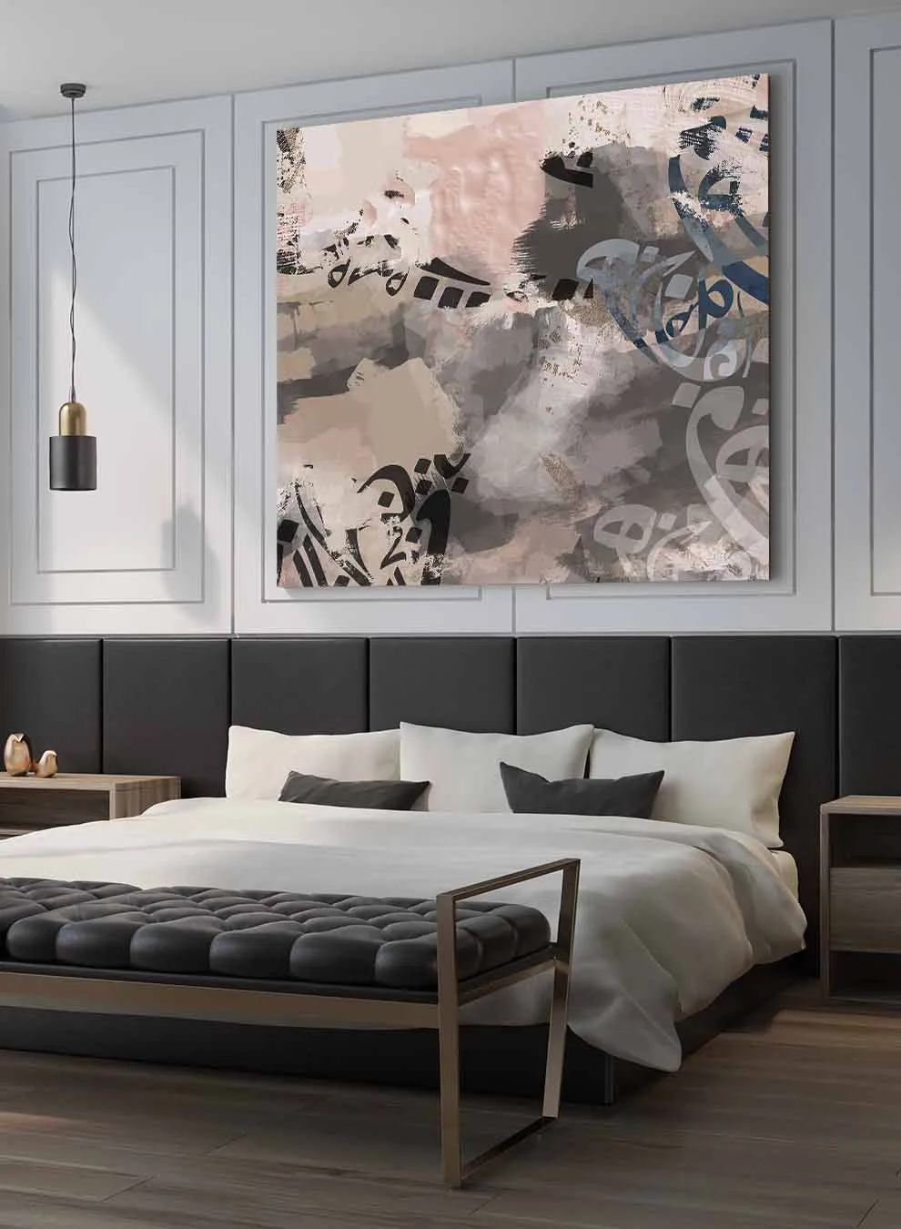 Square Canvas Wall Art Stretched Over Wooden Frame with Black Floating Frame and Blooming Flower Painting