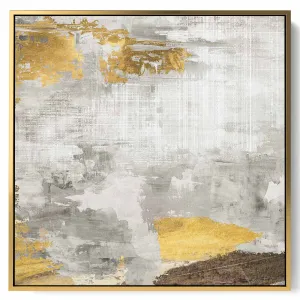 Square Canvas Wall Art Stretched Over Wooden Frame with Gold Floating Frame and Oil Painting17