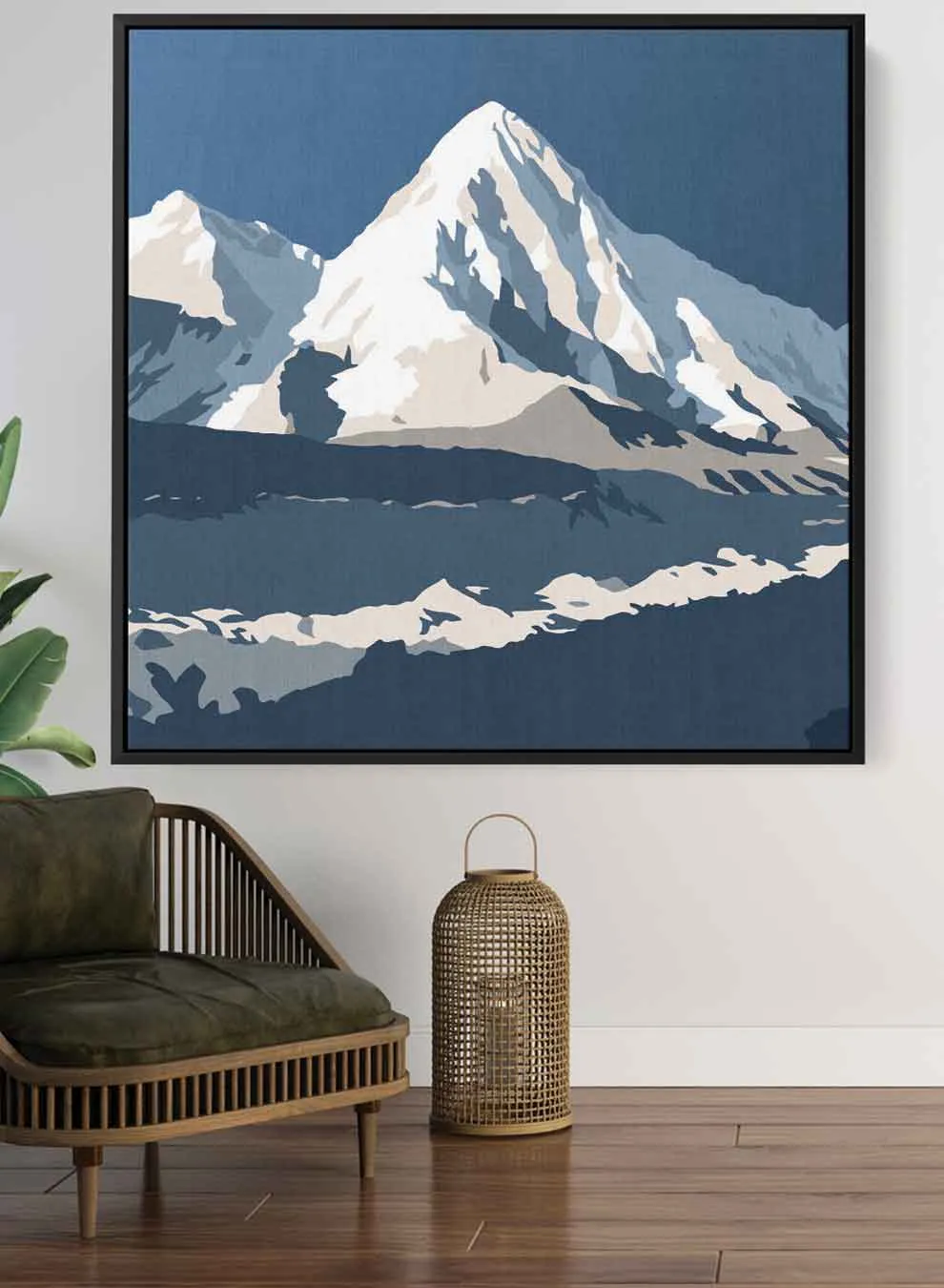 Square Canvas Wall Art Stretched Over Wooden Frame with Gold Floating Frame and Sunset On The Country Painting
