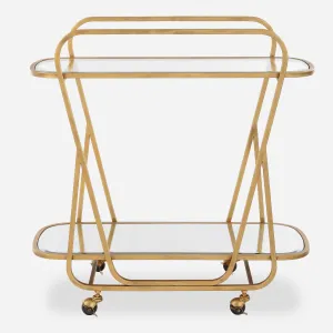 Swain Brass Serving Cart