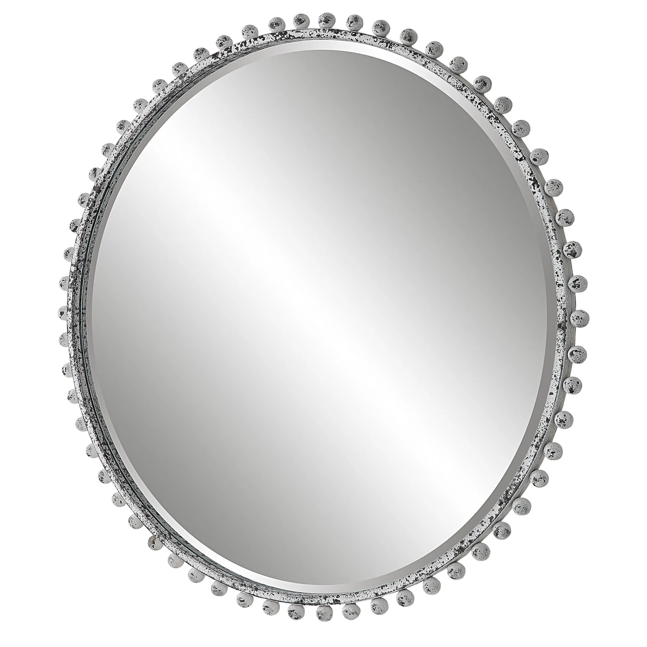 Taza Round Mirror, Antique White