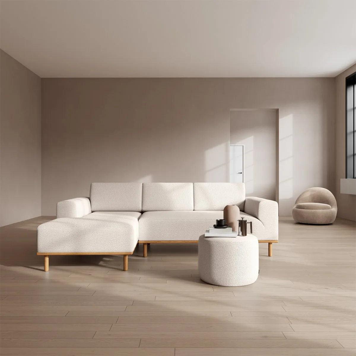 Vilmar Boucle Left Chaise Sofa