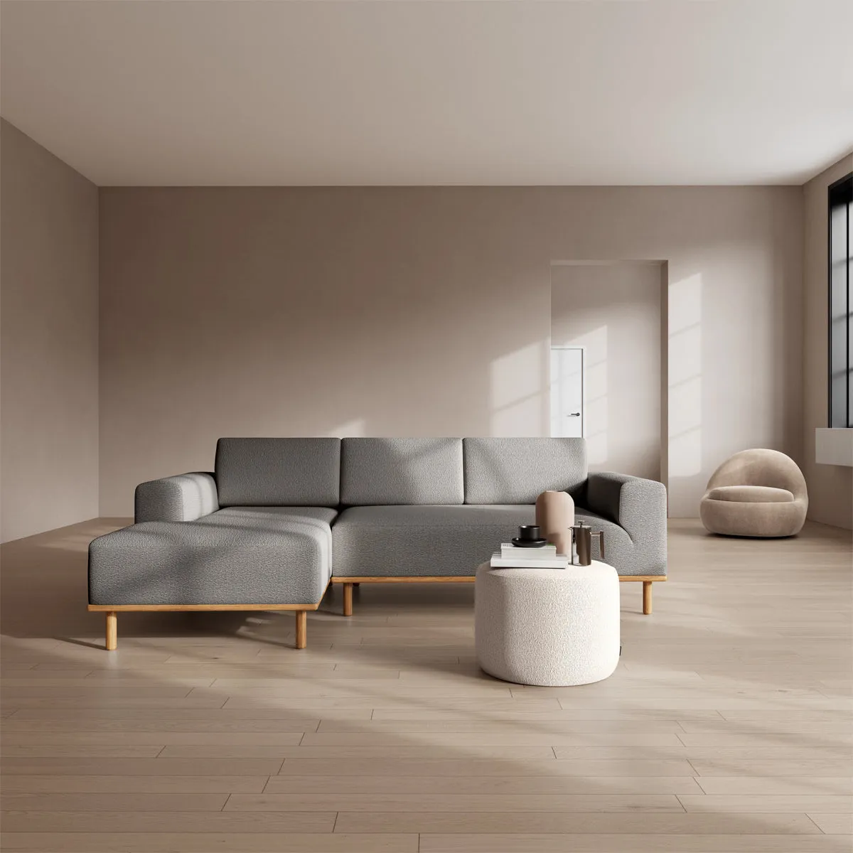 Vilmar Boucle Left Chaise Sofa