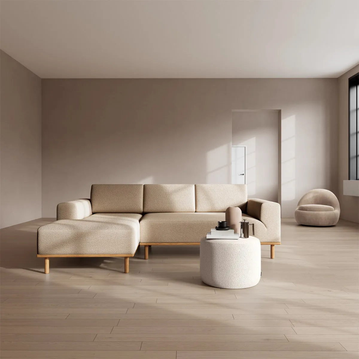 Vilmar Boucle Left Chaise Sofa