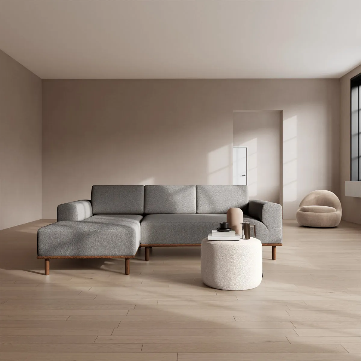Vilmar Boucle Left Chaise Sofa