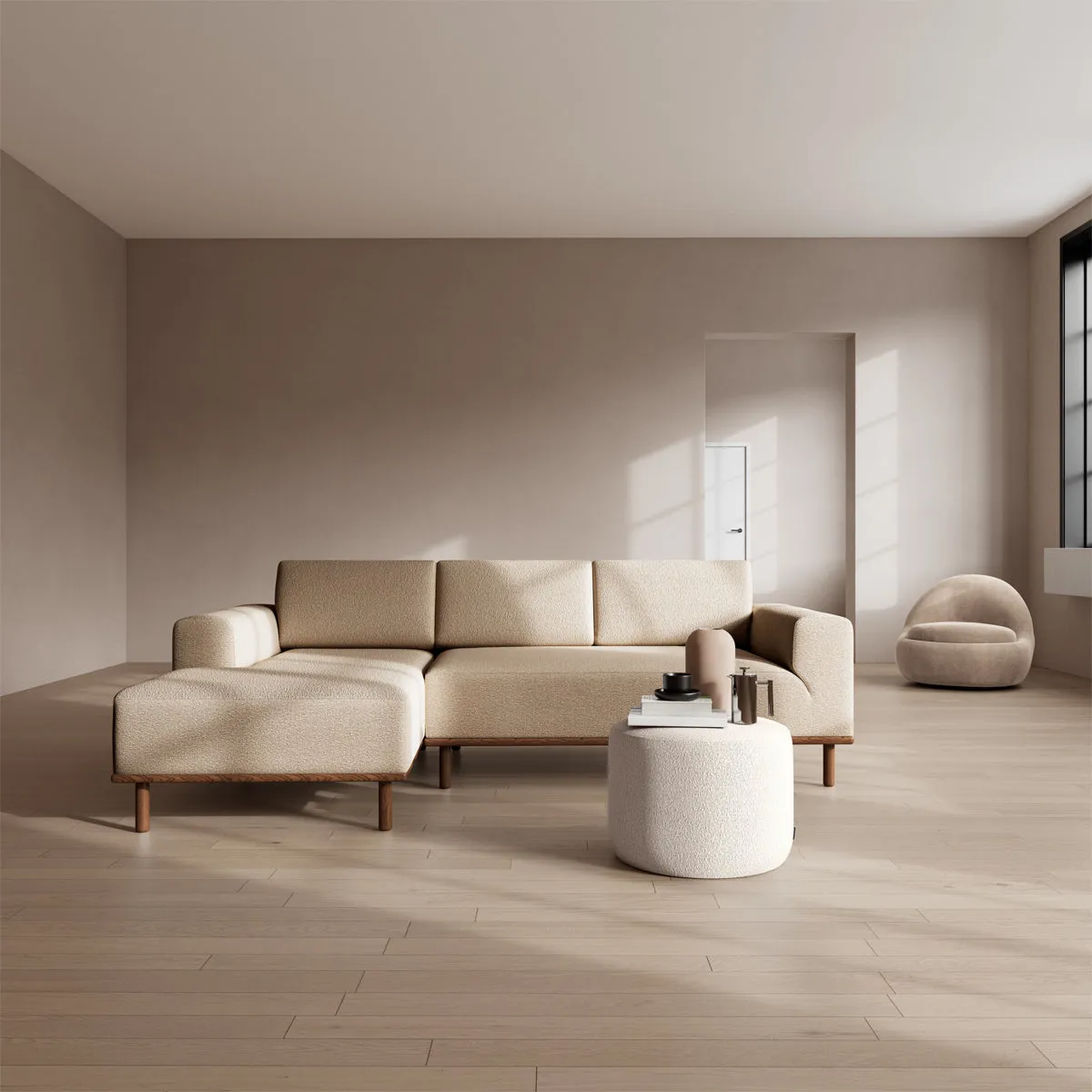 Vilmar Boucle Left Chaise Sofa