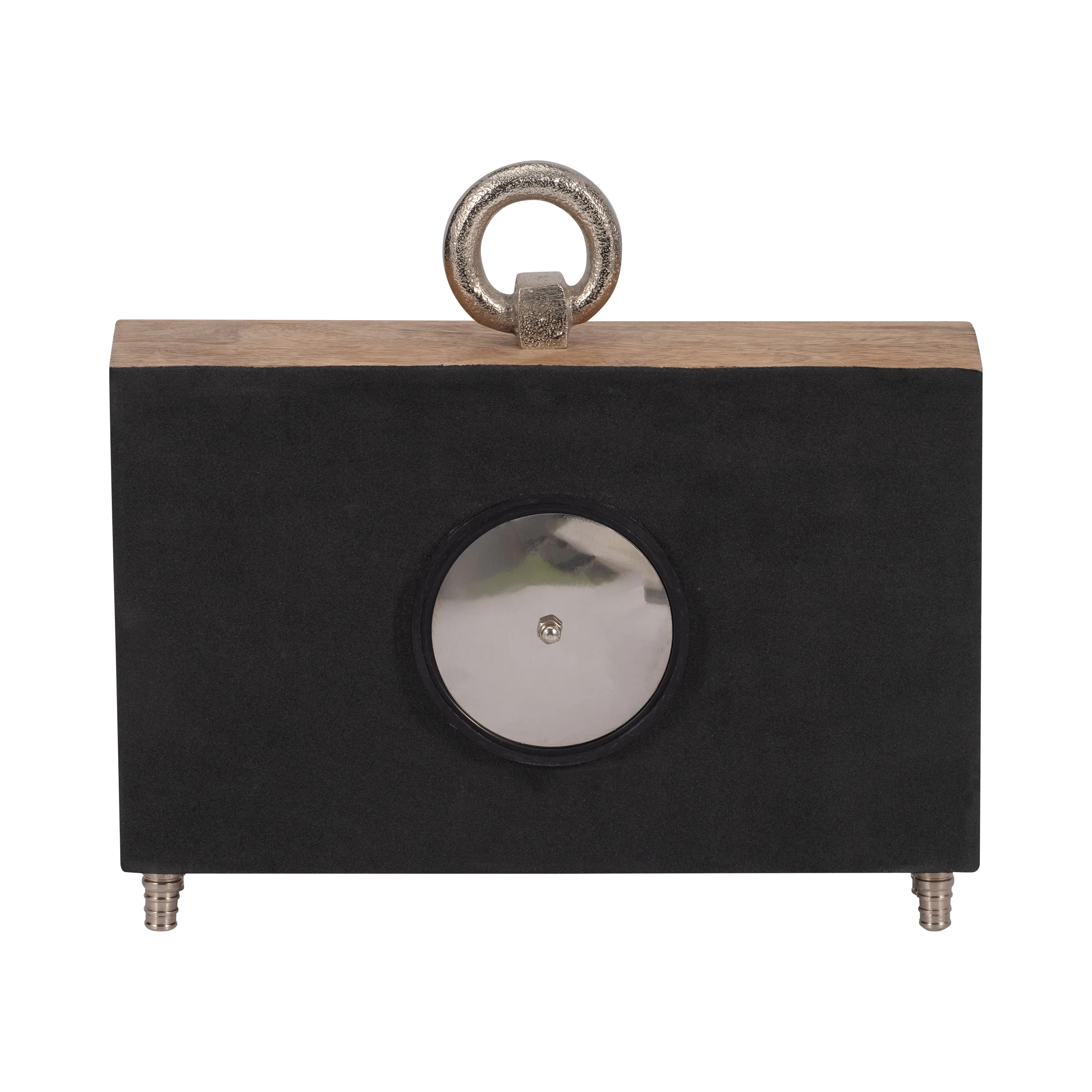 WOOD, 10" MOD RECTANGLE TABLE CLOCK, BROWN