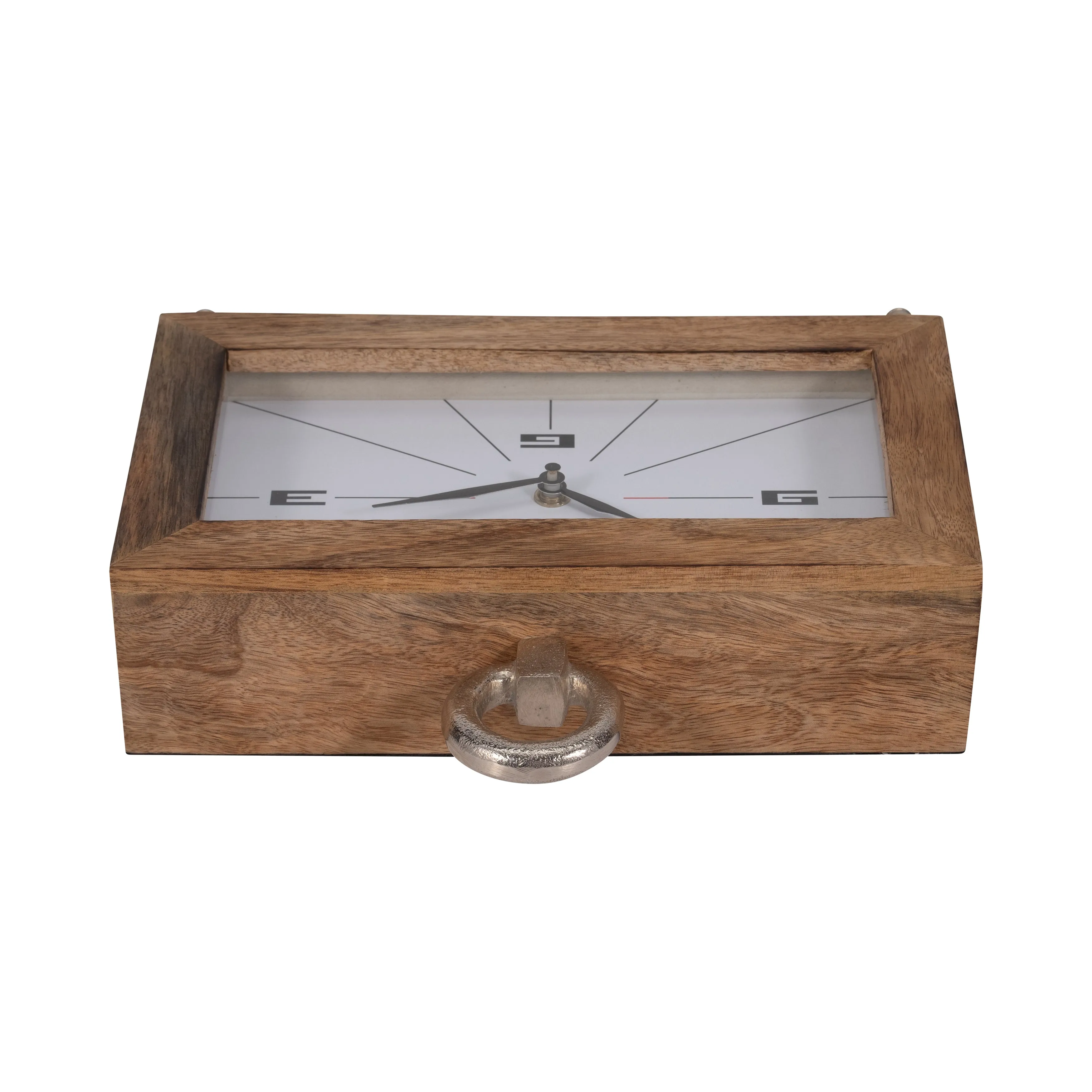 WOOD, 10" MOD RECTANGLE TABLE CLOCK, BROWN