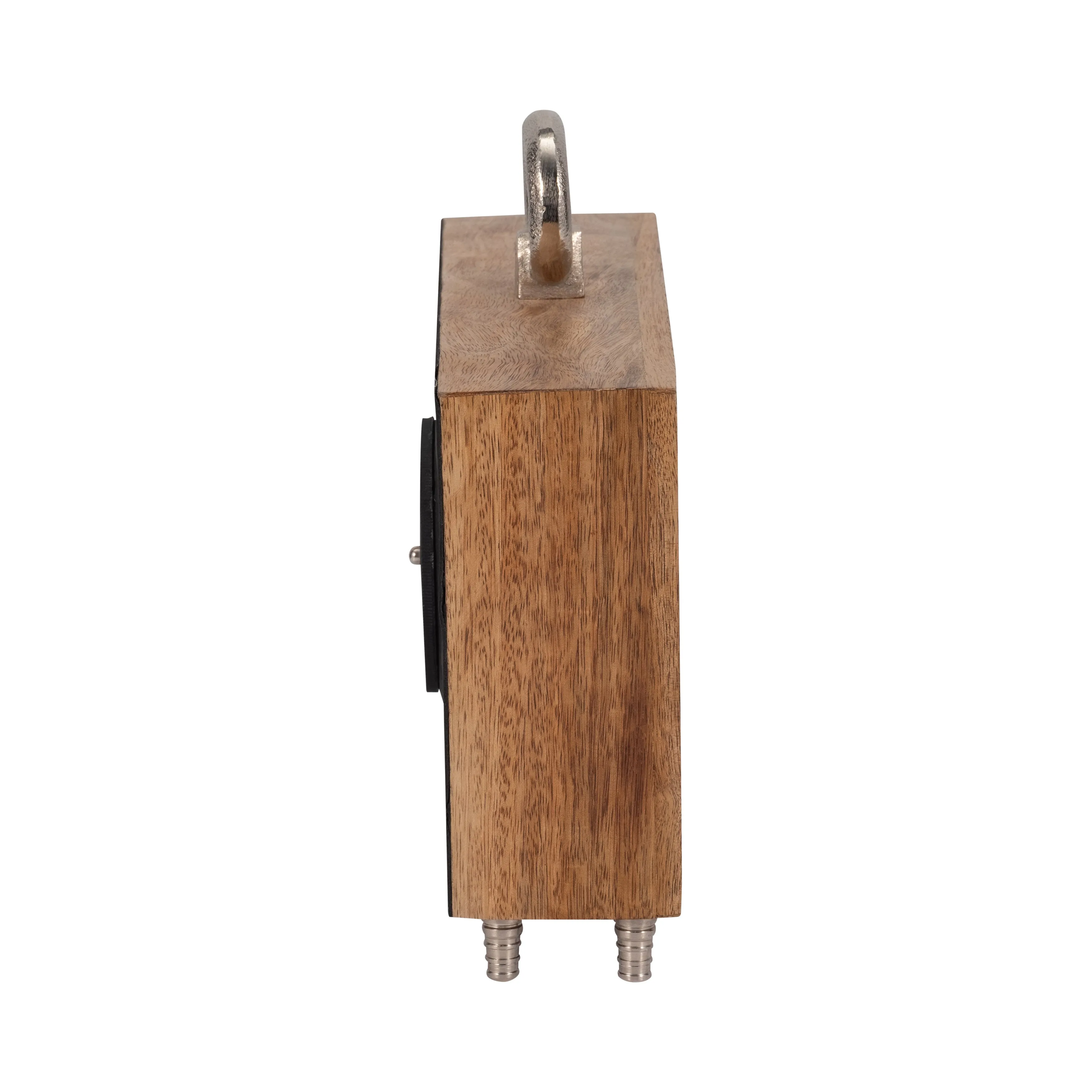 WOOD, 10" MOD RECTANGLE TABLE CLOCK, BROWN