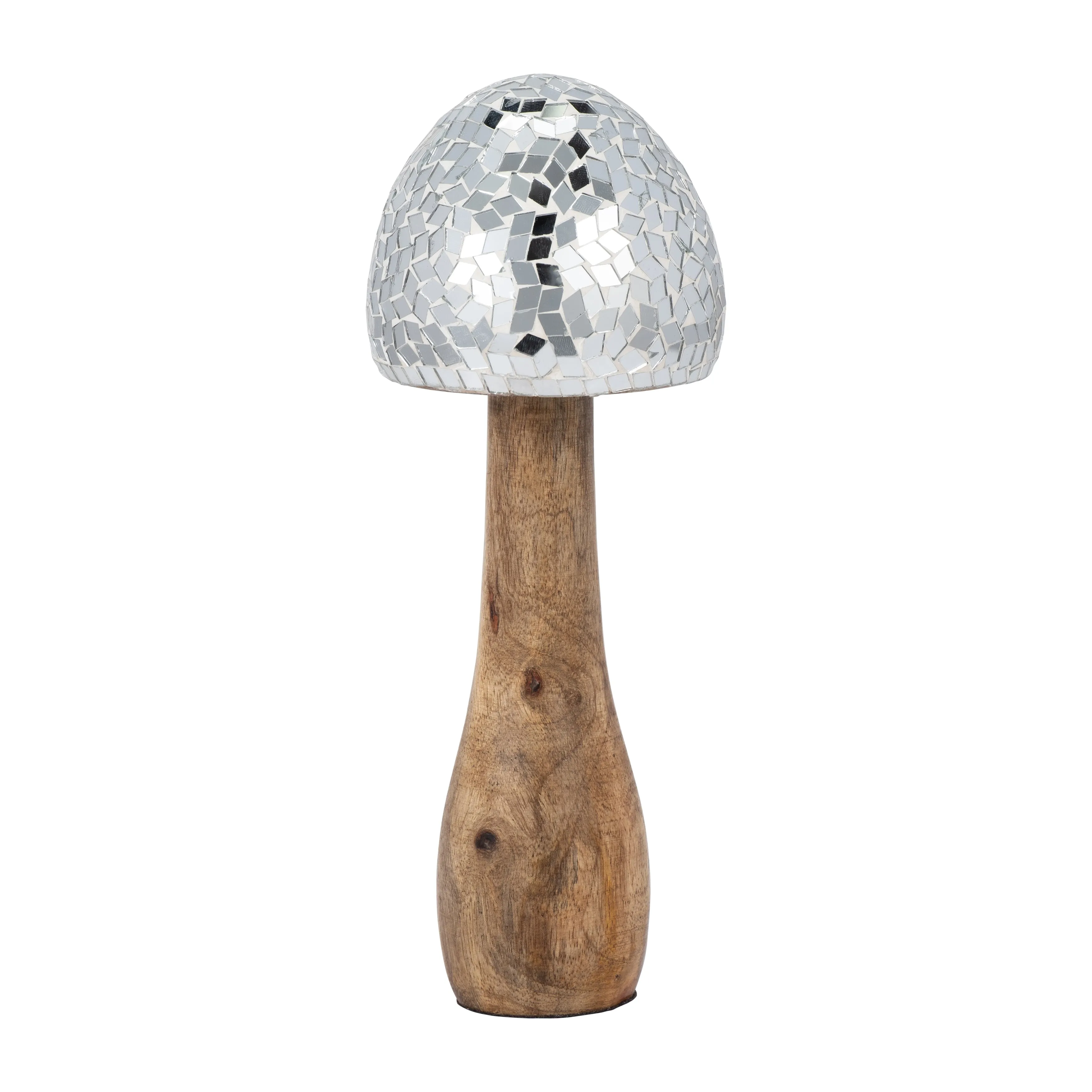 WOOD, 10" MOSAIC MUSHROOM, SILVER
