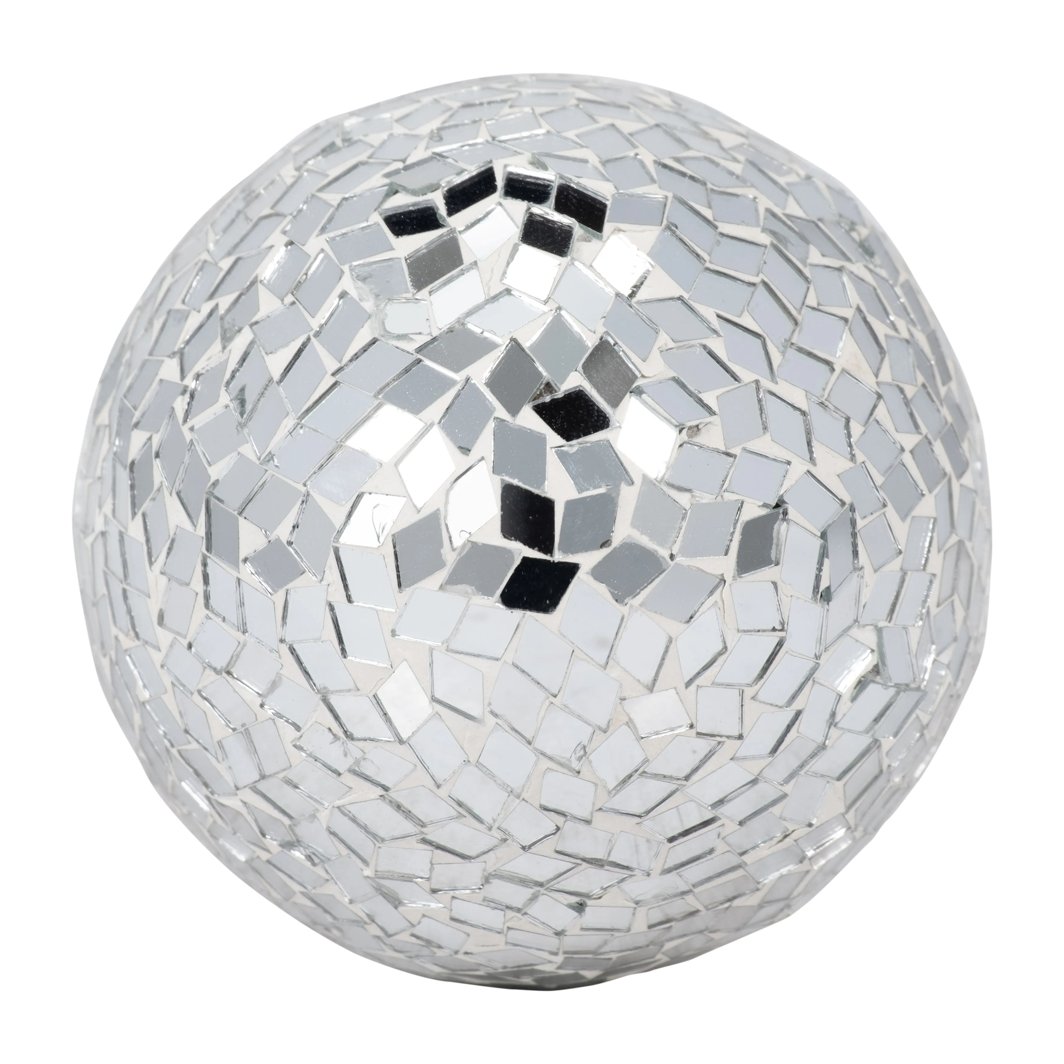 WOOD, 10" MOSAIC MUSHROOM, SILVER