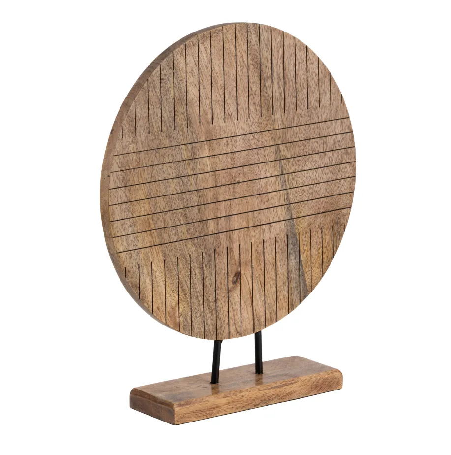 WOOD, 14"H ROUND TABLE DECOR, BROWN