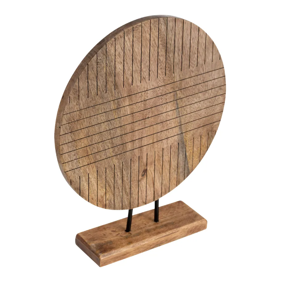 WOOD, 14"H ROUND TABLE DECOR, BROWN