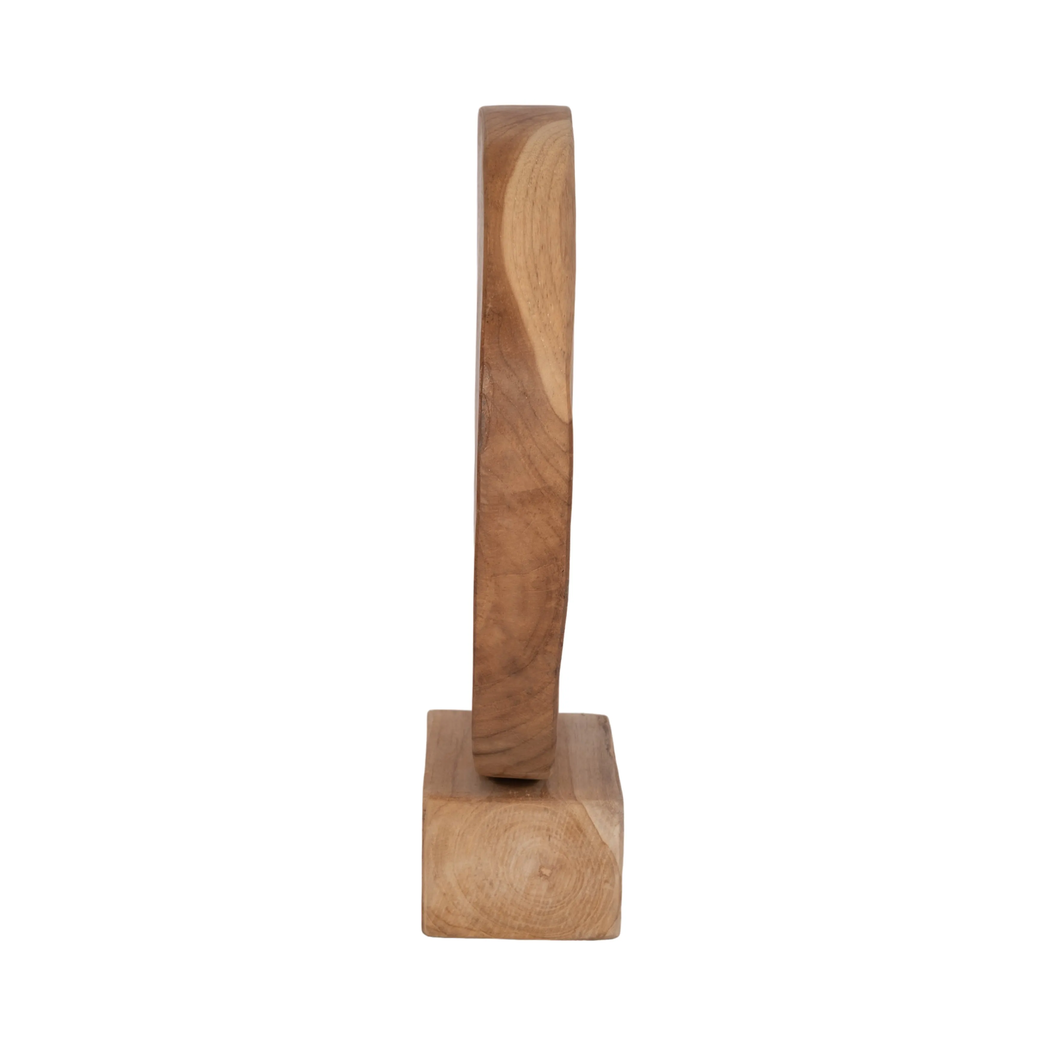 WOOD, 15" DISC ON BASE SCULPTURE, NATURAL
