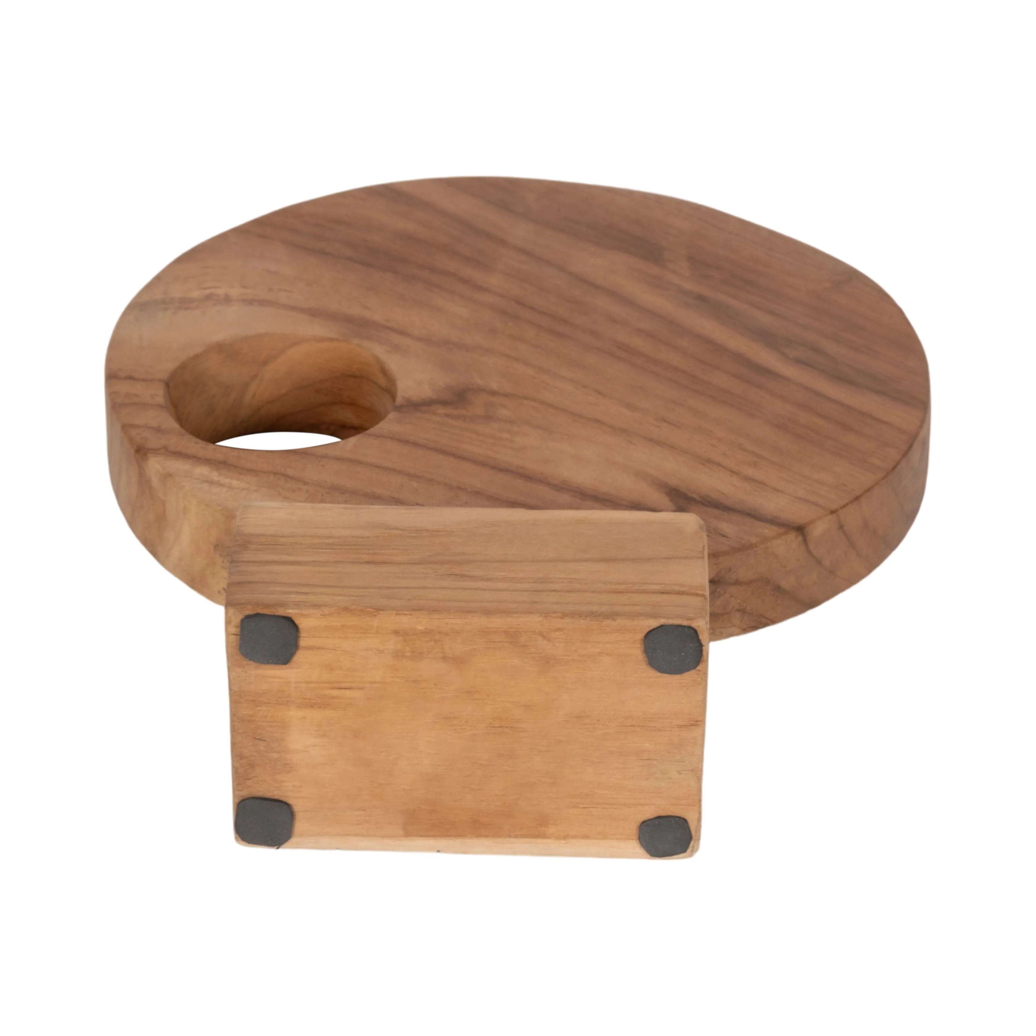 WOOD, 15" DISC ON BASE SCULPTURE, NATURAL