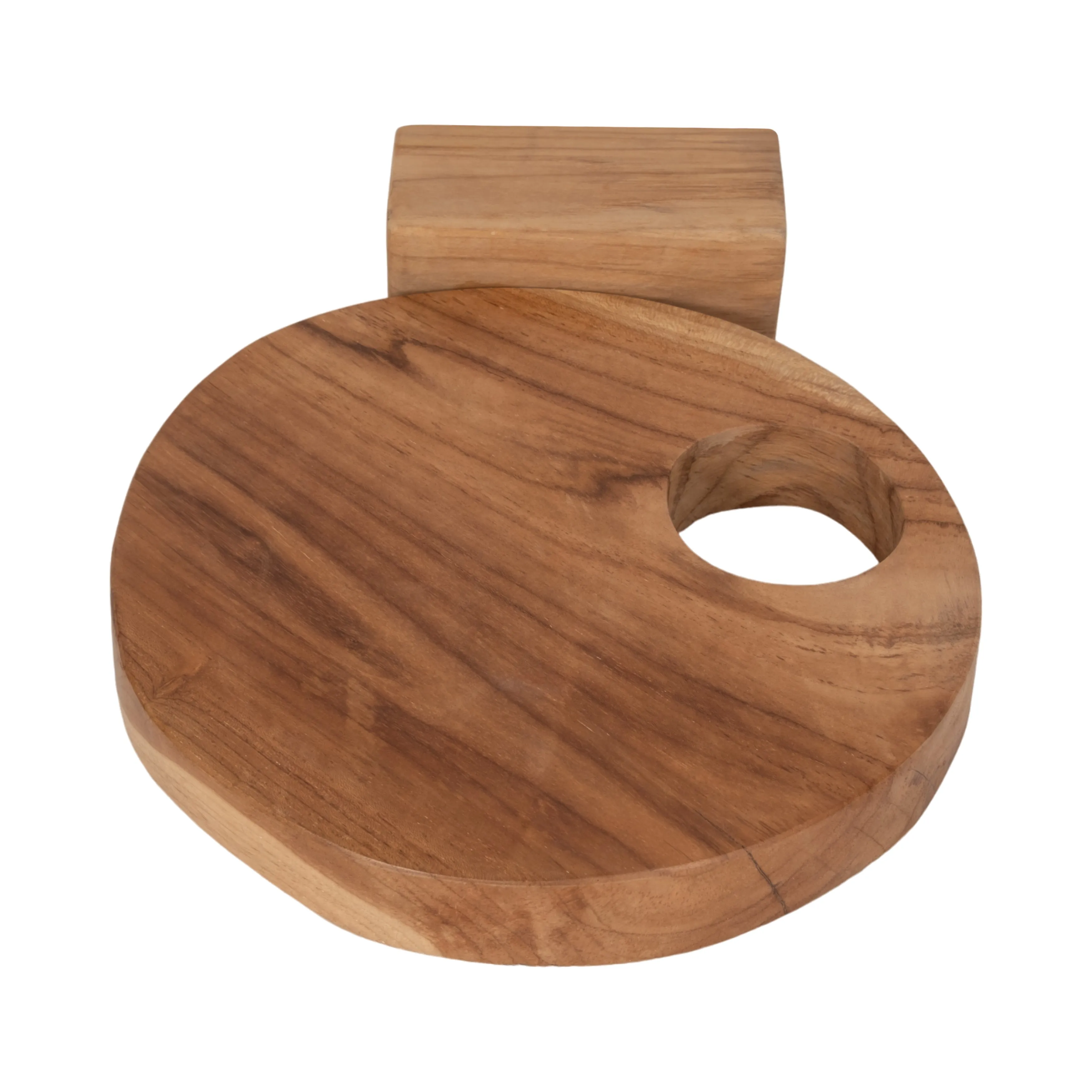 WOOD, 15" DISC ON BASE SCULPTURE, NATURAL