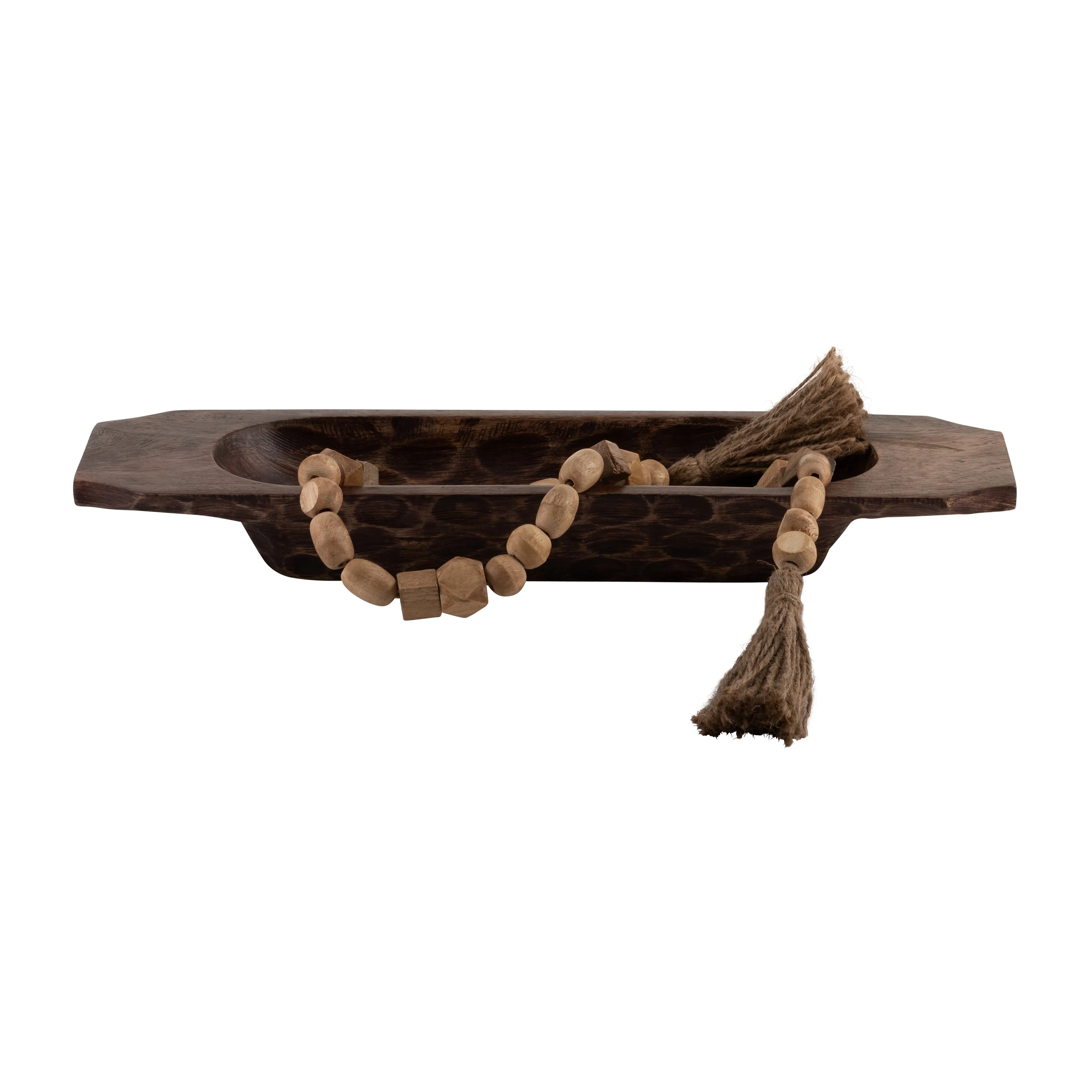WOOD, 25" BEAD GARLAND, NATURAL