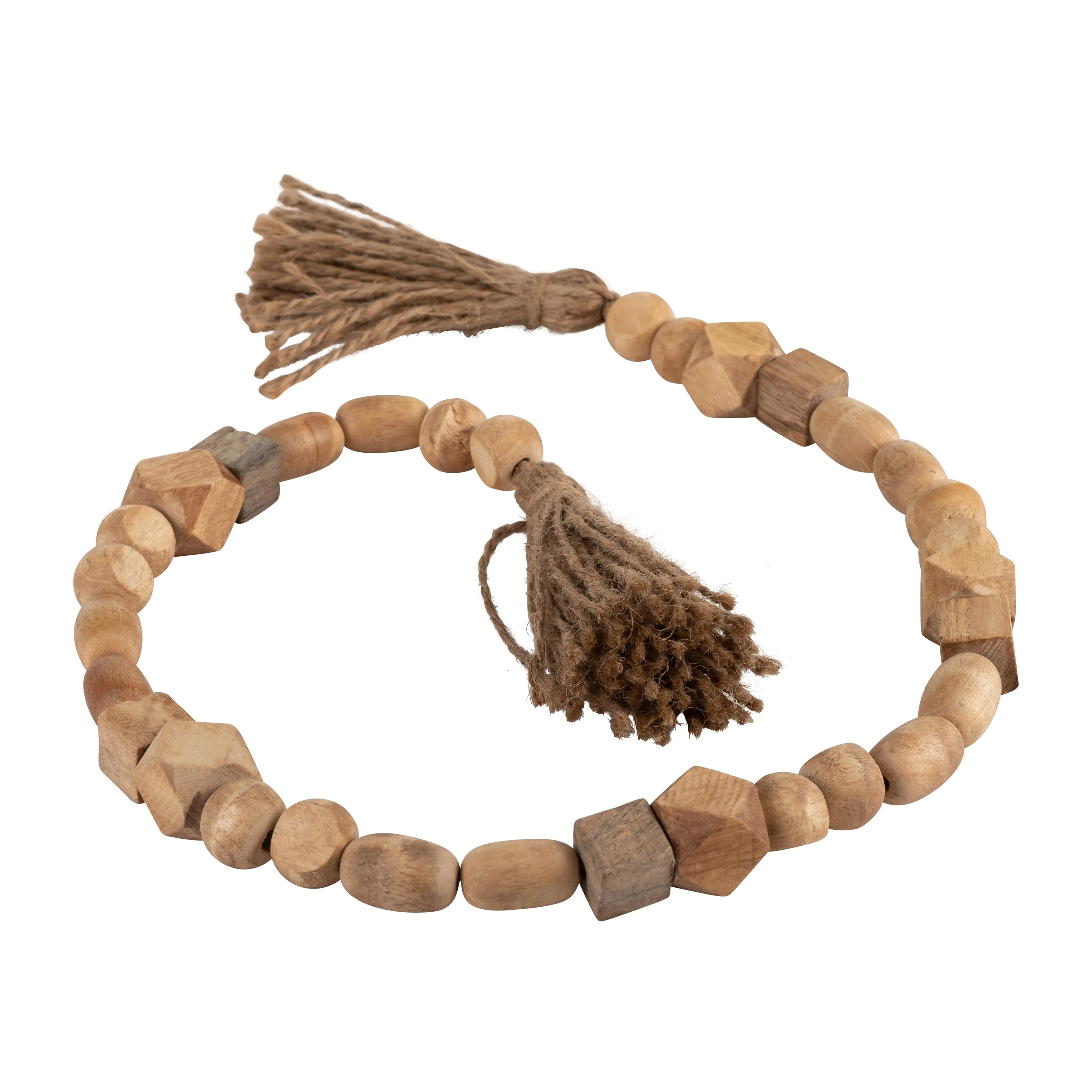 WOOD, 25" BEAD GARLAND, NATURAL