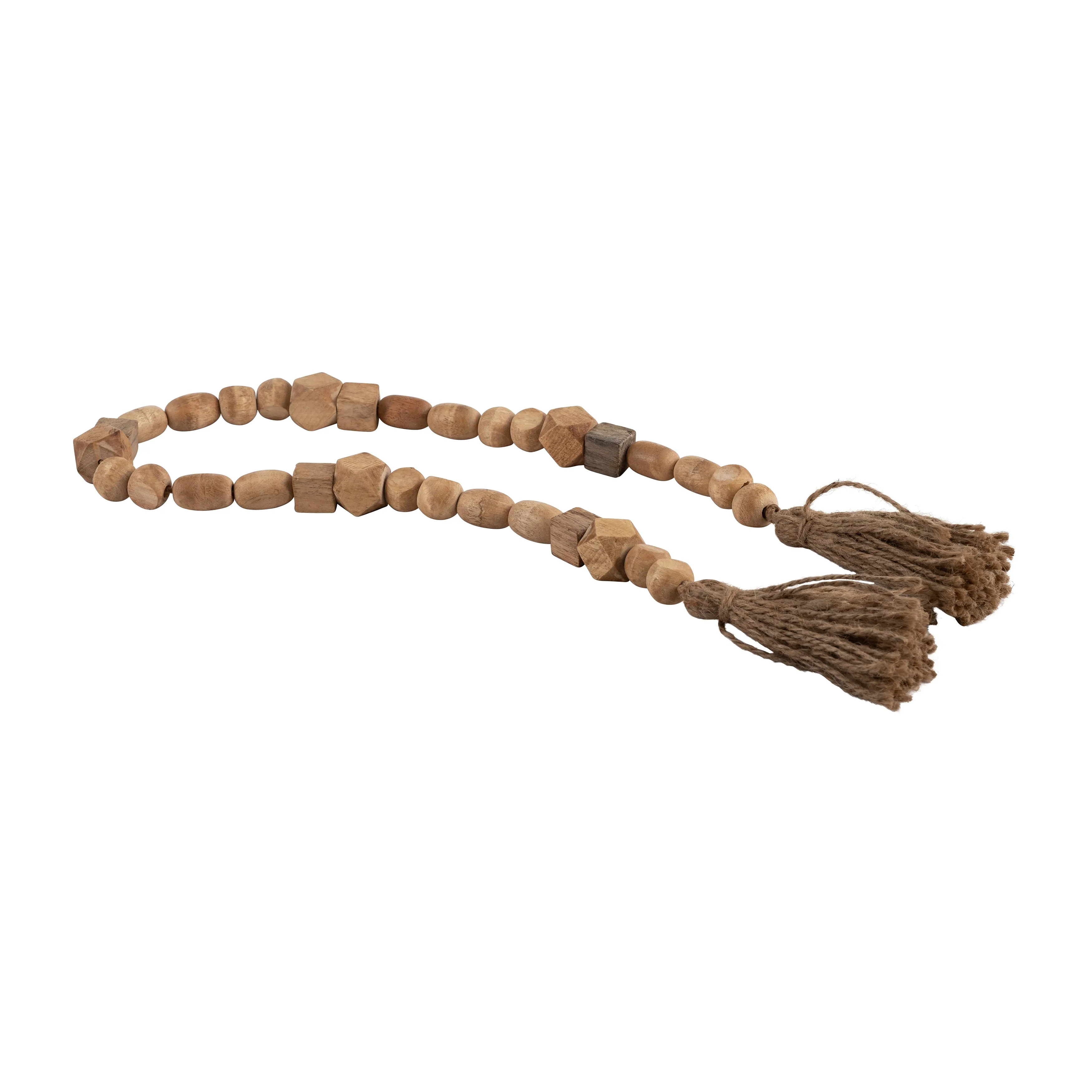 WOOD, 25" BEAD GARLAND, NATURAL