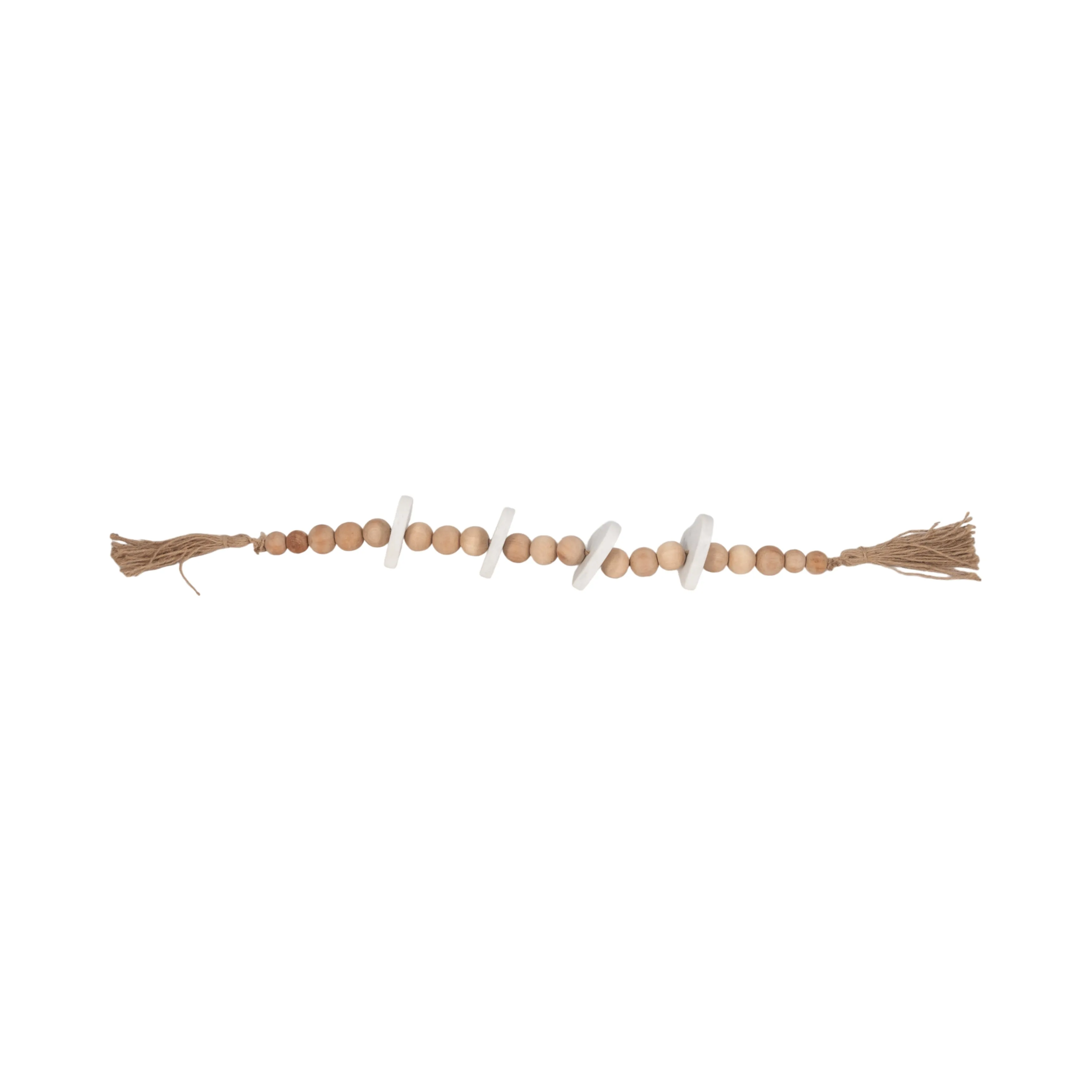WOOD, 36" LARGE BEAD GARLAND W/ MARBLE HEARTS, MUL
