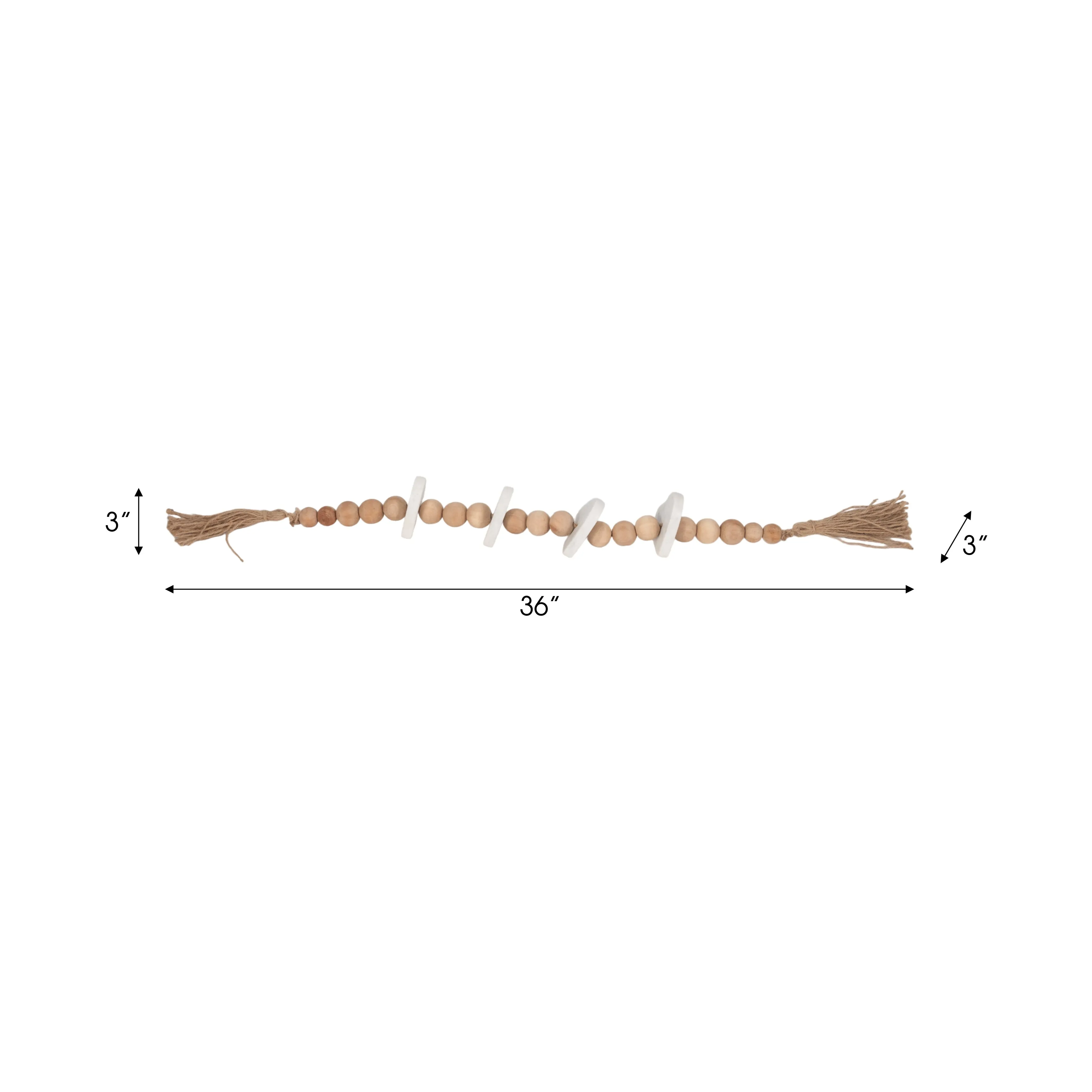 WOOD, 36" LARGE BEAD GARLAND W/ MARBLE HEARTS, MUL