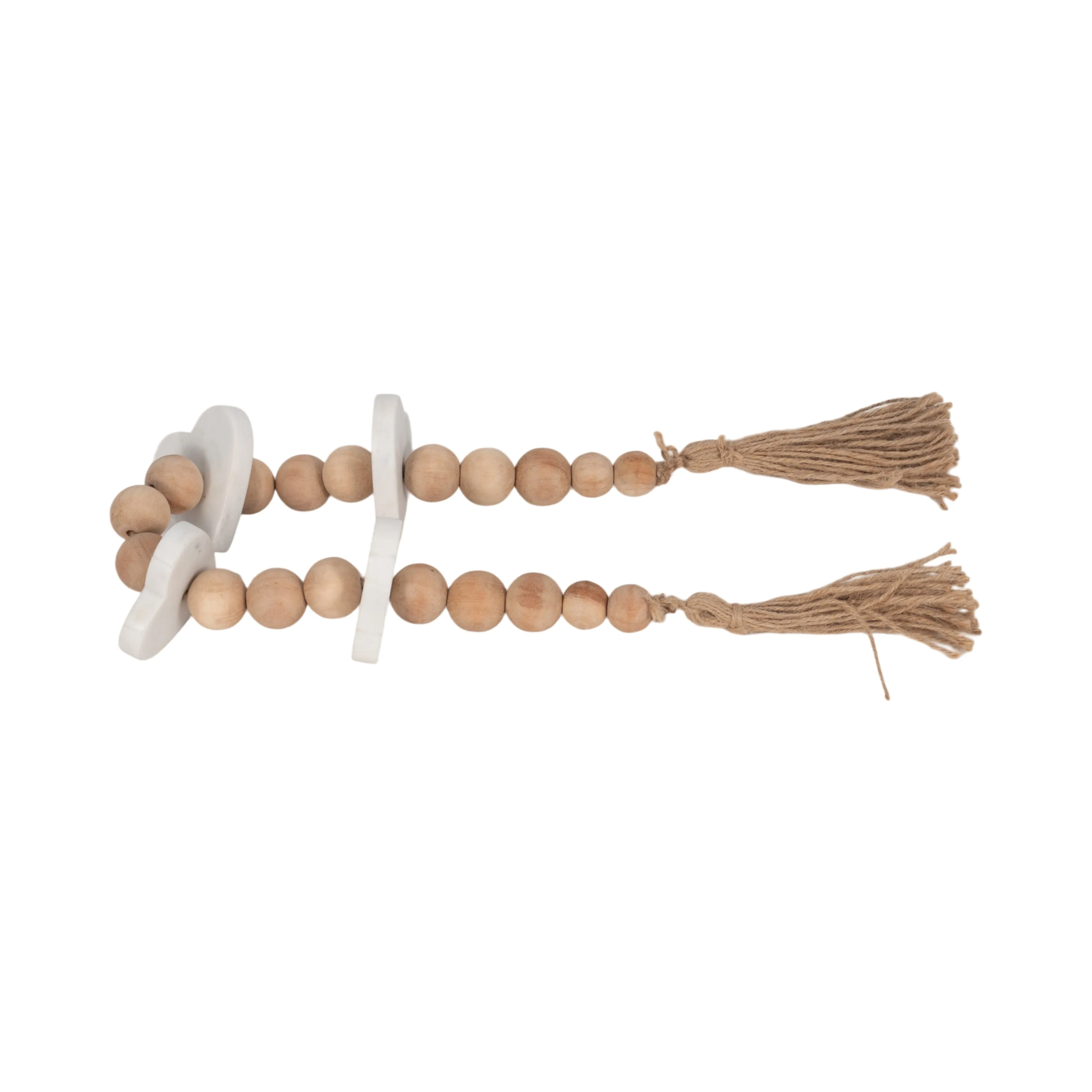 WOOD, 36" LARGE BEAD GARLAND W/ MARBLE HEARTS, MUL