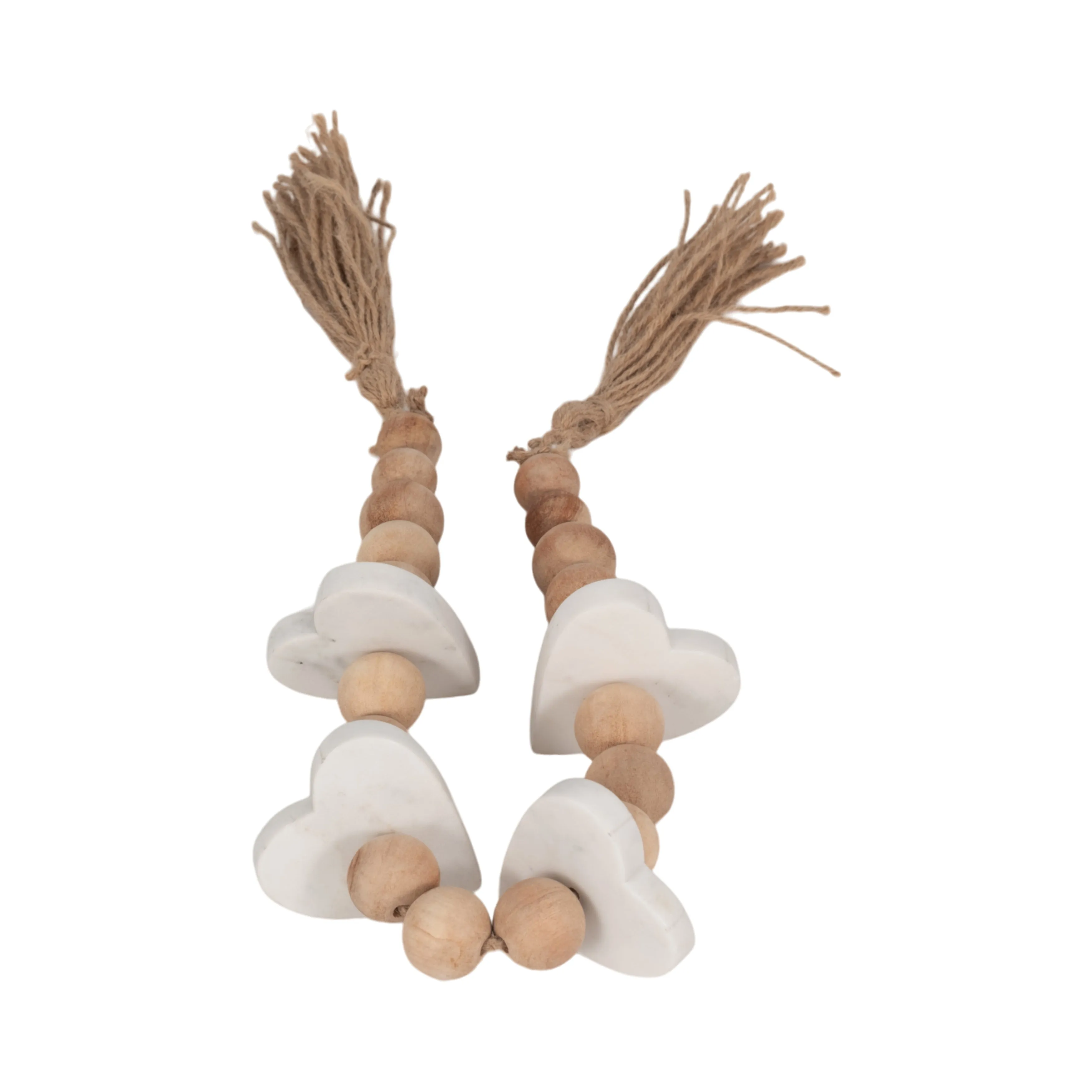 WOOD, 36" LARGE BEAD GARLAND W/ MARBLE HEARTS, MUL