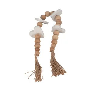 WOOD, 36" LARGE BEAD GARLAND W/ MARBLE HEARTS, MUL