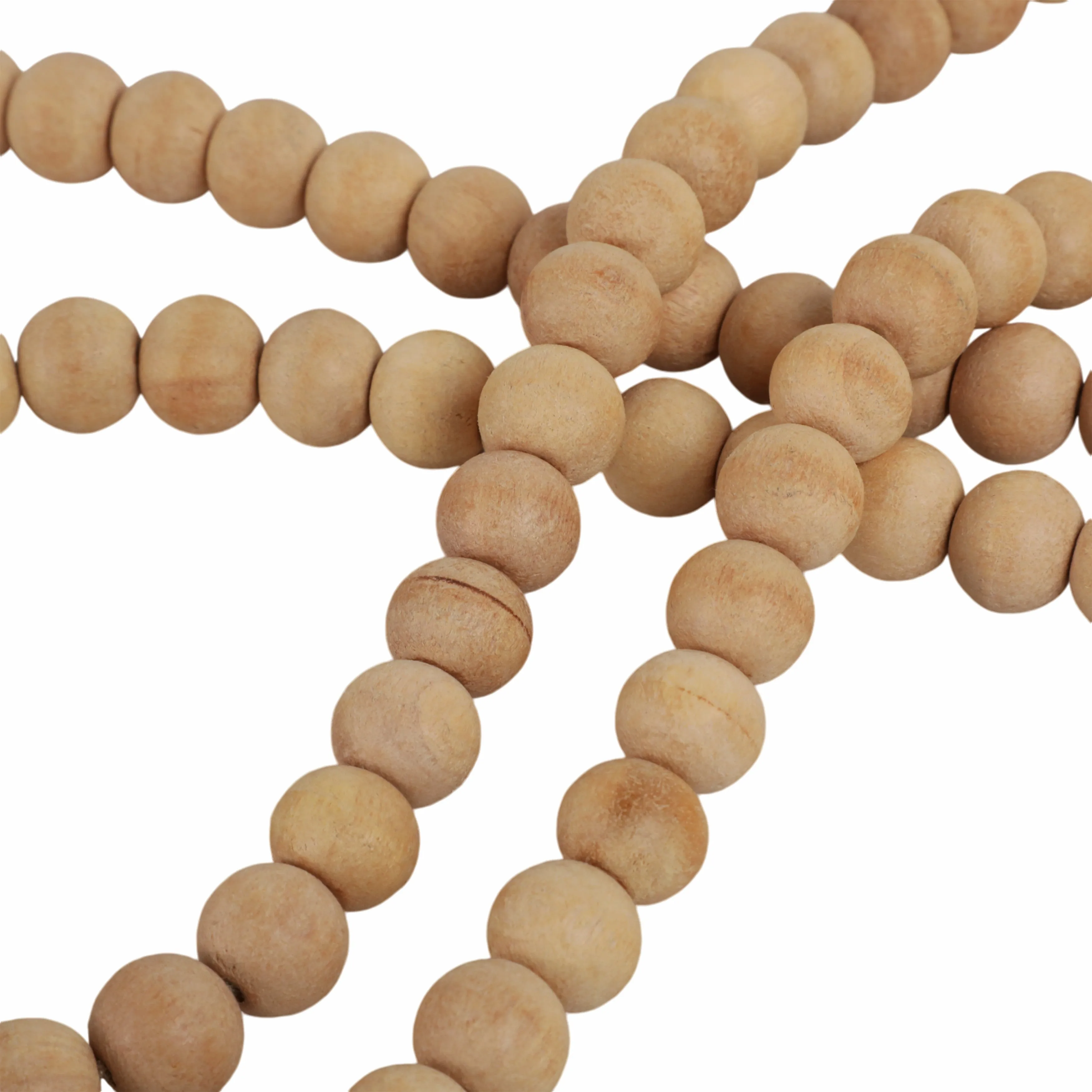 WOOD, 36" SMALL BEAD GARLAND W/ MARBLE HEART, NATU