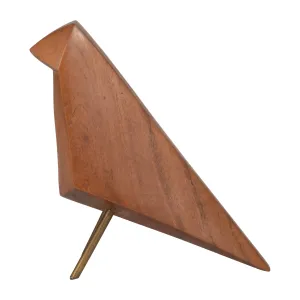 WOOD, 7" STANDING BIRD, BROWN