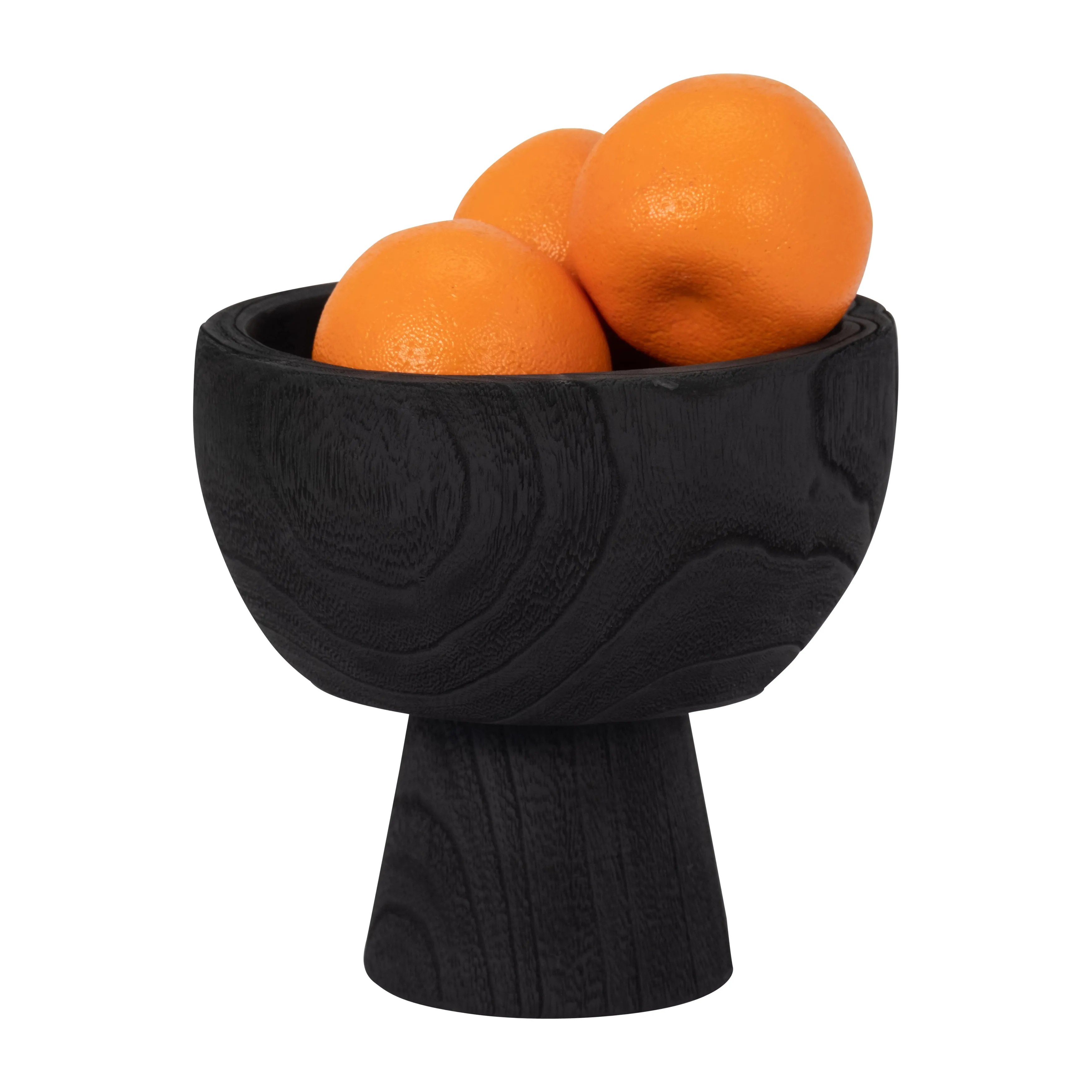 WOOD, 8" BOWL W/ STAND, BLACK